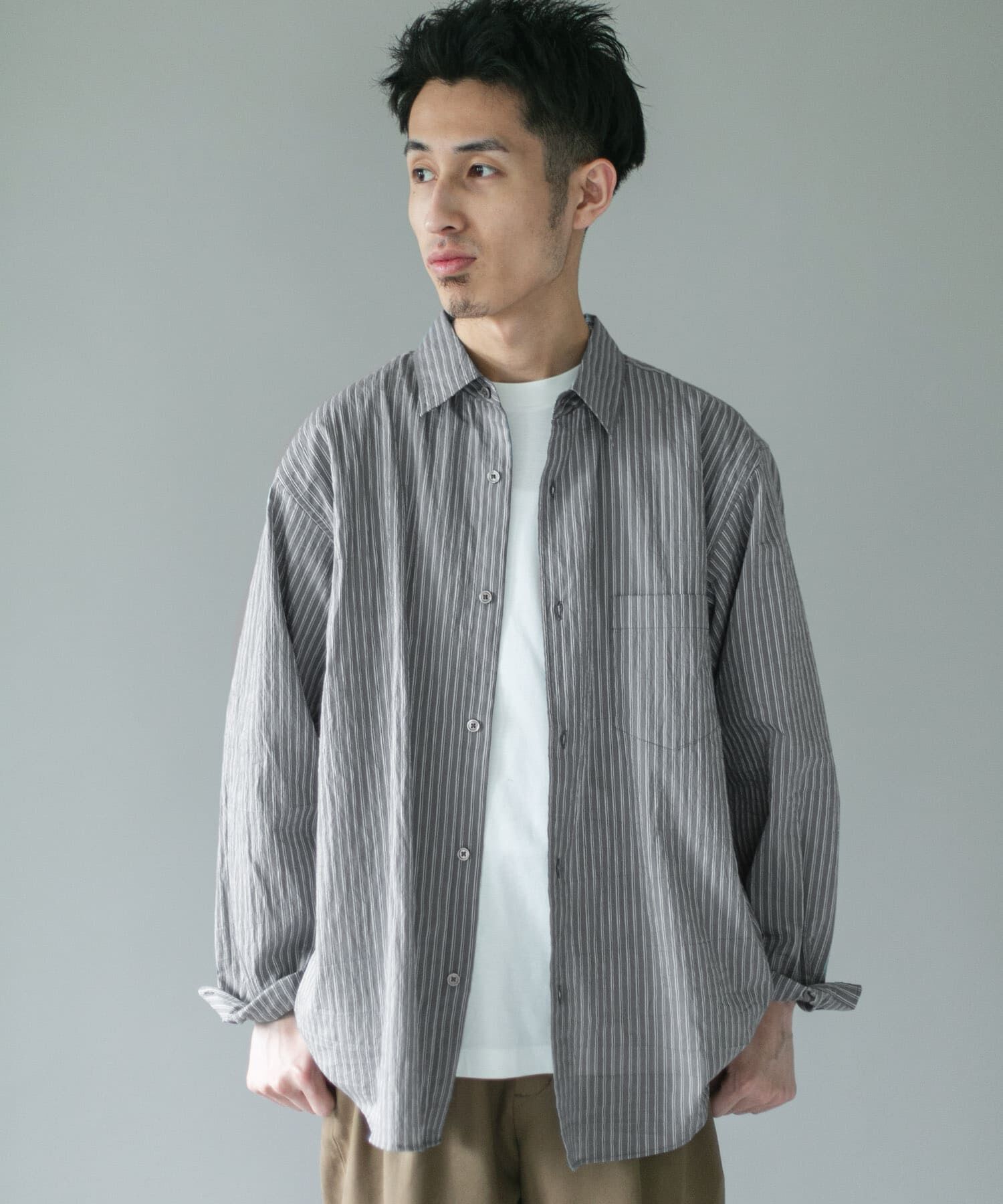 URBAN RESEARCH DOORS「ライトウェイトストライプレギュラーカラーシャツ 26AW」|シャツ・ブラウス|