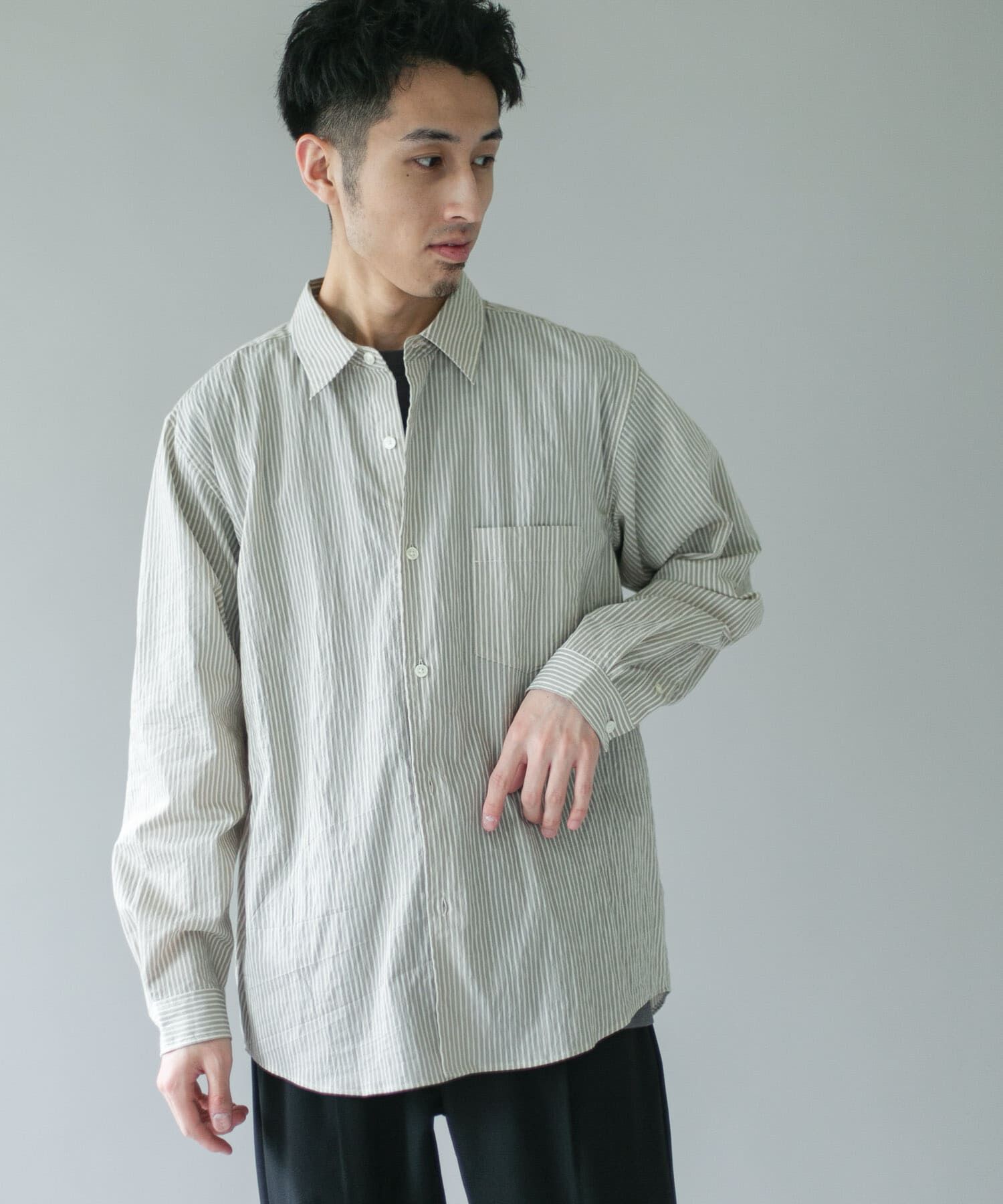 URBAN RESEARCH DOORS「ライトウェイトストライプレギュラーカラーシャツ 26AW」|シャツ・ブラウス|