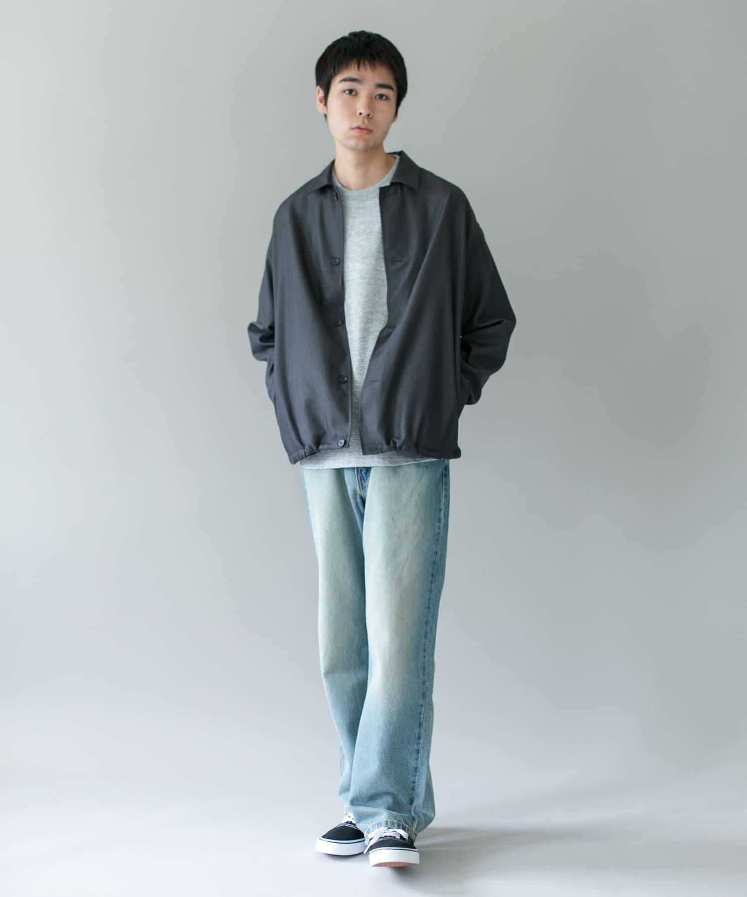 URBAN RESEARCH DOORS「ジャガードチェック シャツジャケット 26AW」|ノーカラーコート|