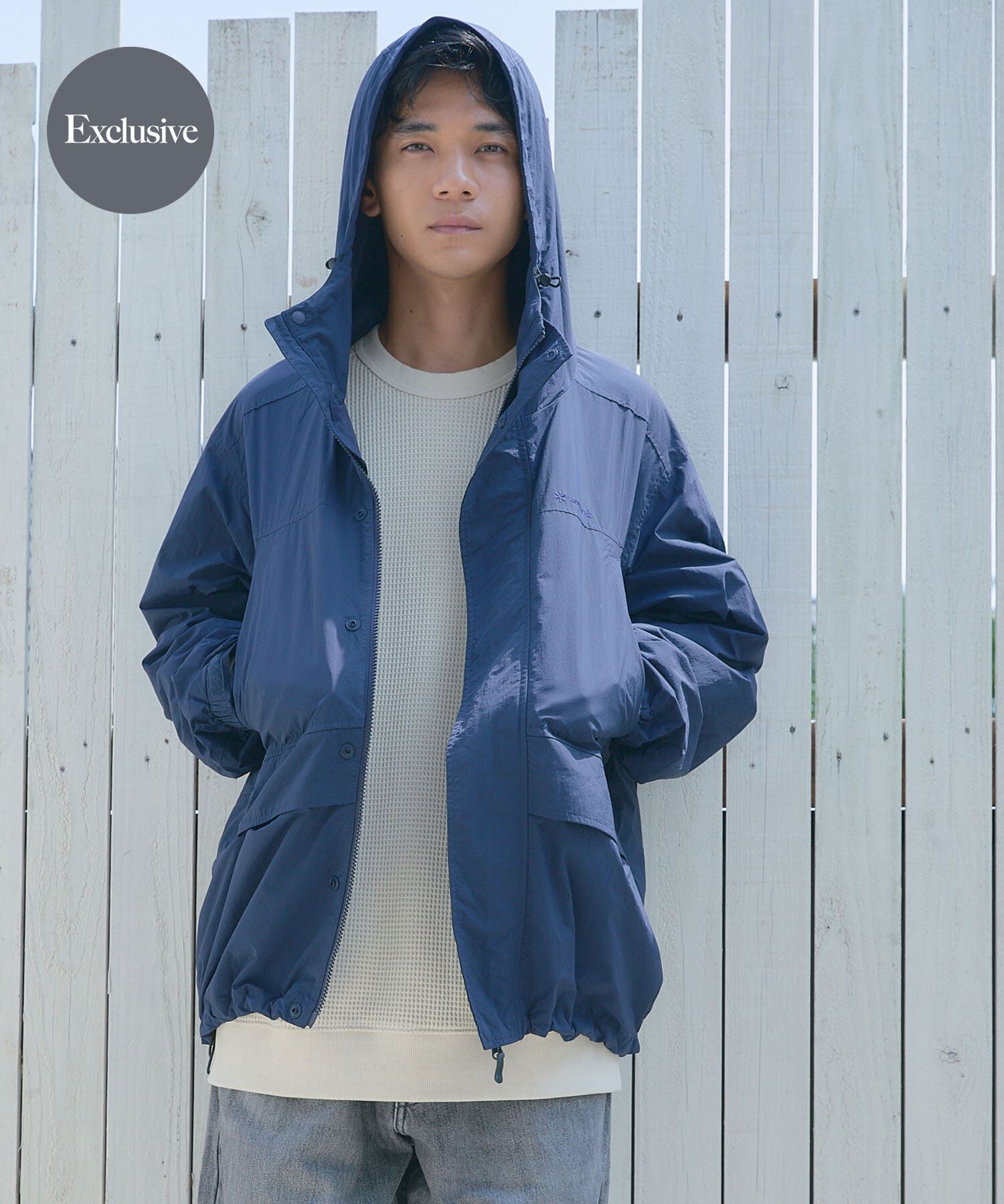 URBAN RESEARCH DOORS「『別注』Snow Peak Apparel&times;DOORS　NYLON TUSSAH PARKA 26AW」|ノーカラーコート|ネイビー