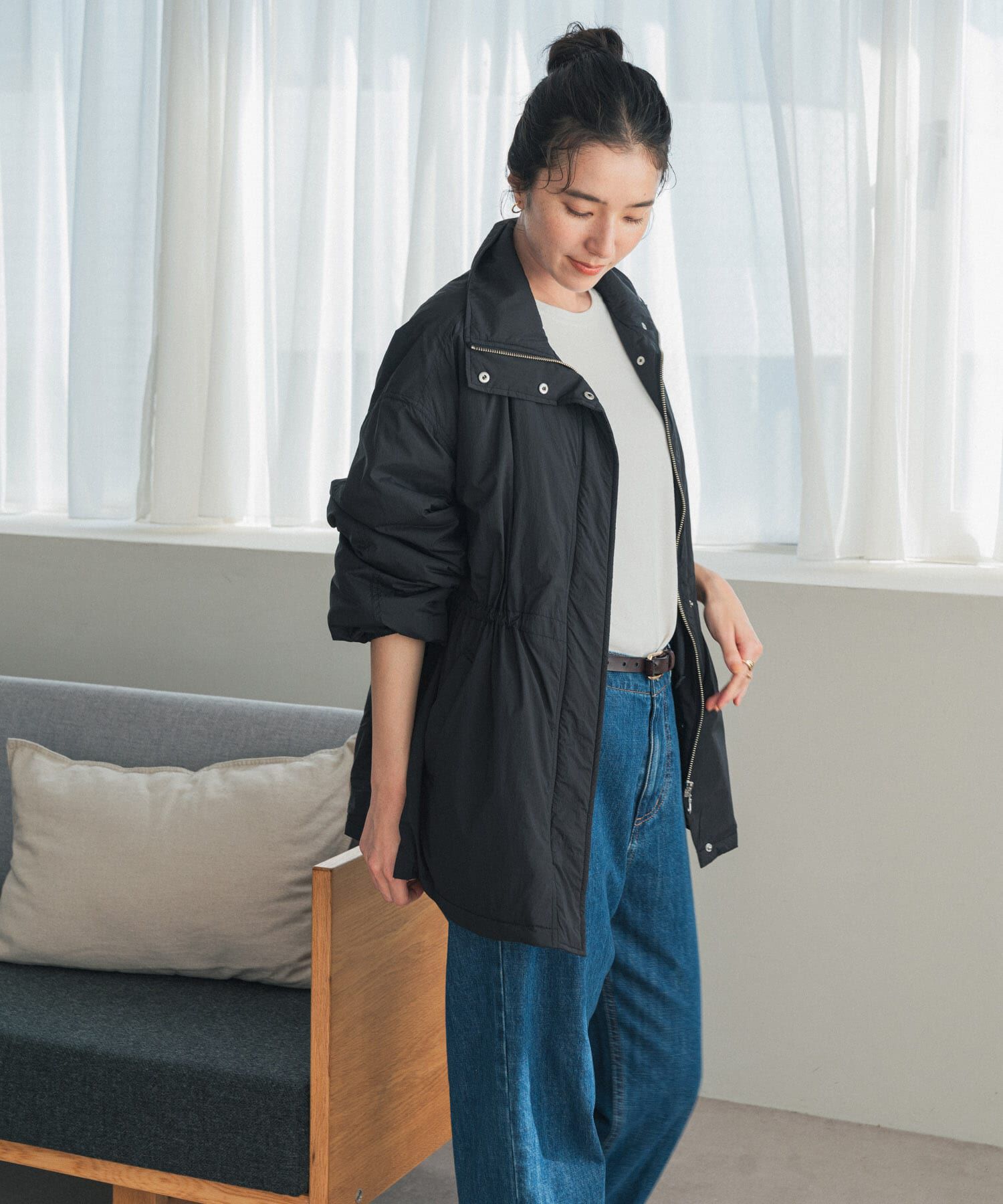URBAN RESEARCH DOORS「『WEB限定』撥水中綿ウエストギャザーブルゾン 26AW」|ブルゾン・スタジャン|