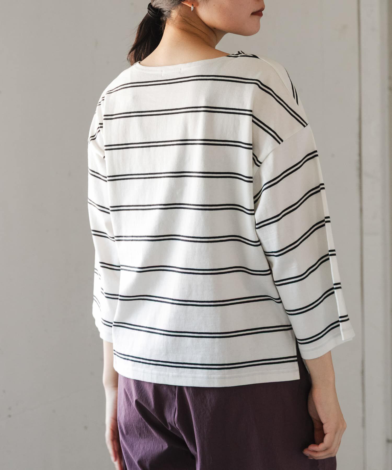 URBAN RESEARCH DOORS「FORK&SPOON　ワイド8分袖ボーダープルオーバー」|Tシャツ・カットソー|