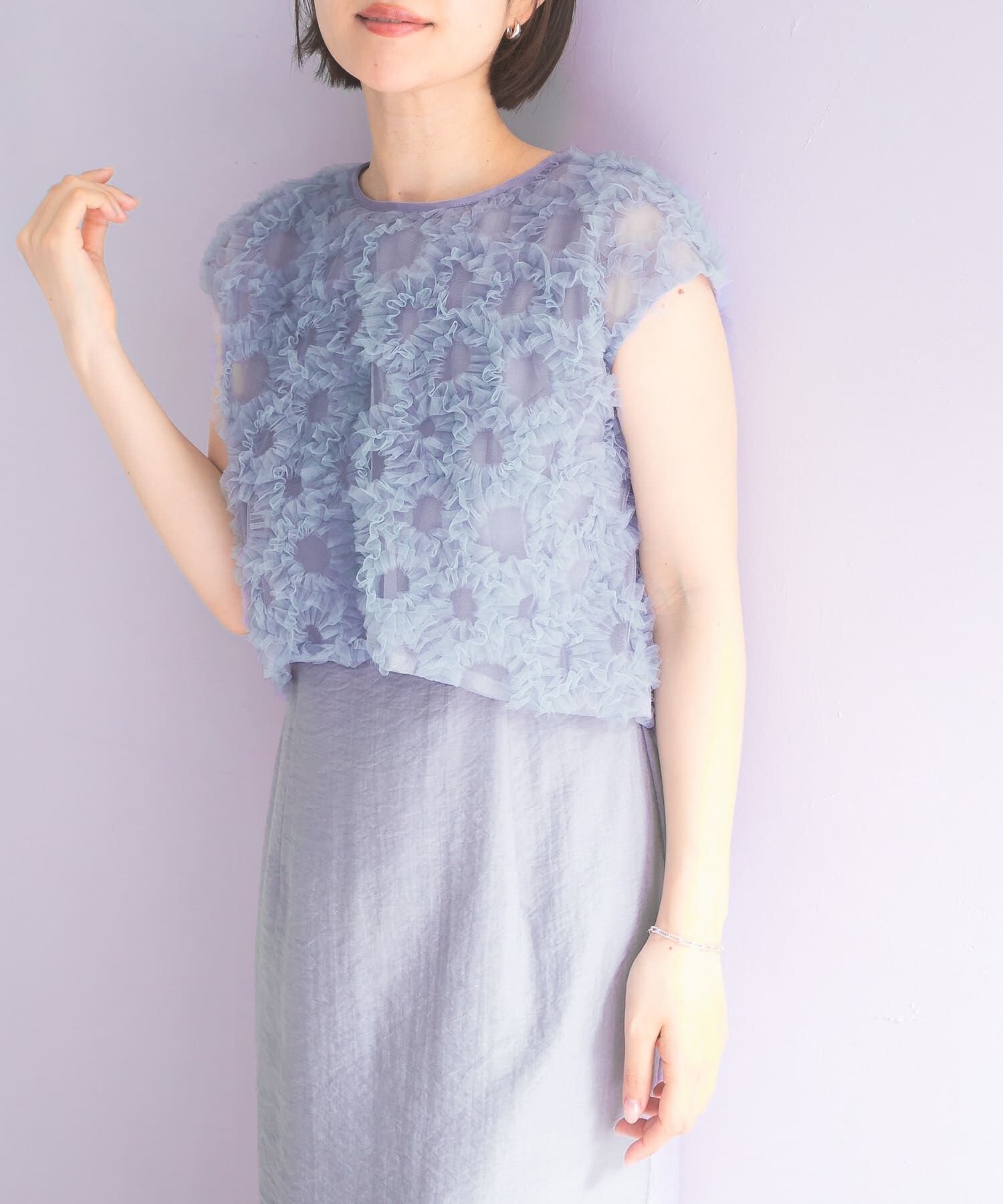 URBAN RESEARCH ROSSO「kaene　フラッフィーフラワーコンビドレス」|ワンピース|