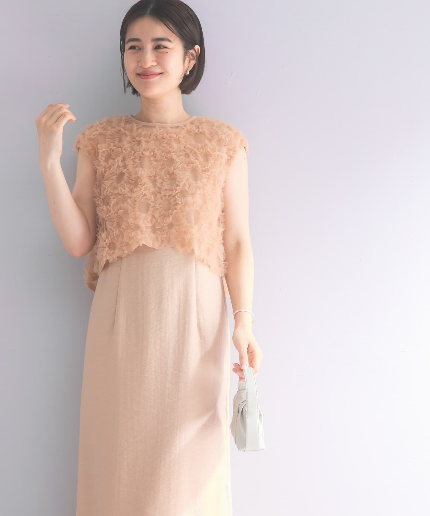 URBAN RESEARCH ROSSO「kaene　フラッフィーフラワーコンビドレス」|ワンピース|