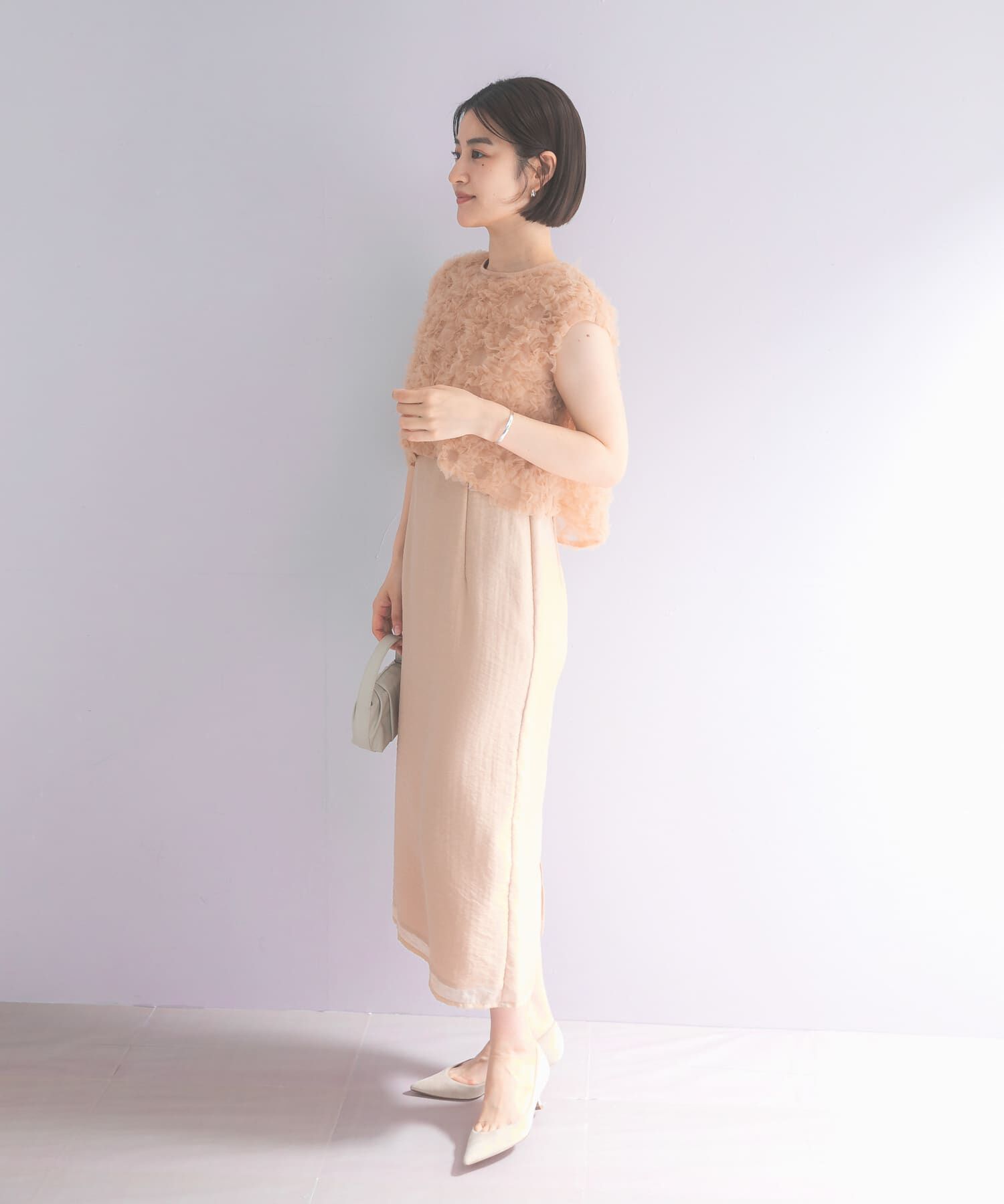 URBAN RESEARCH ROSSO「kaene　フラッフィーフラワーコンビドレス」|ワンピース|