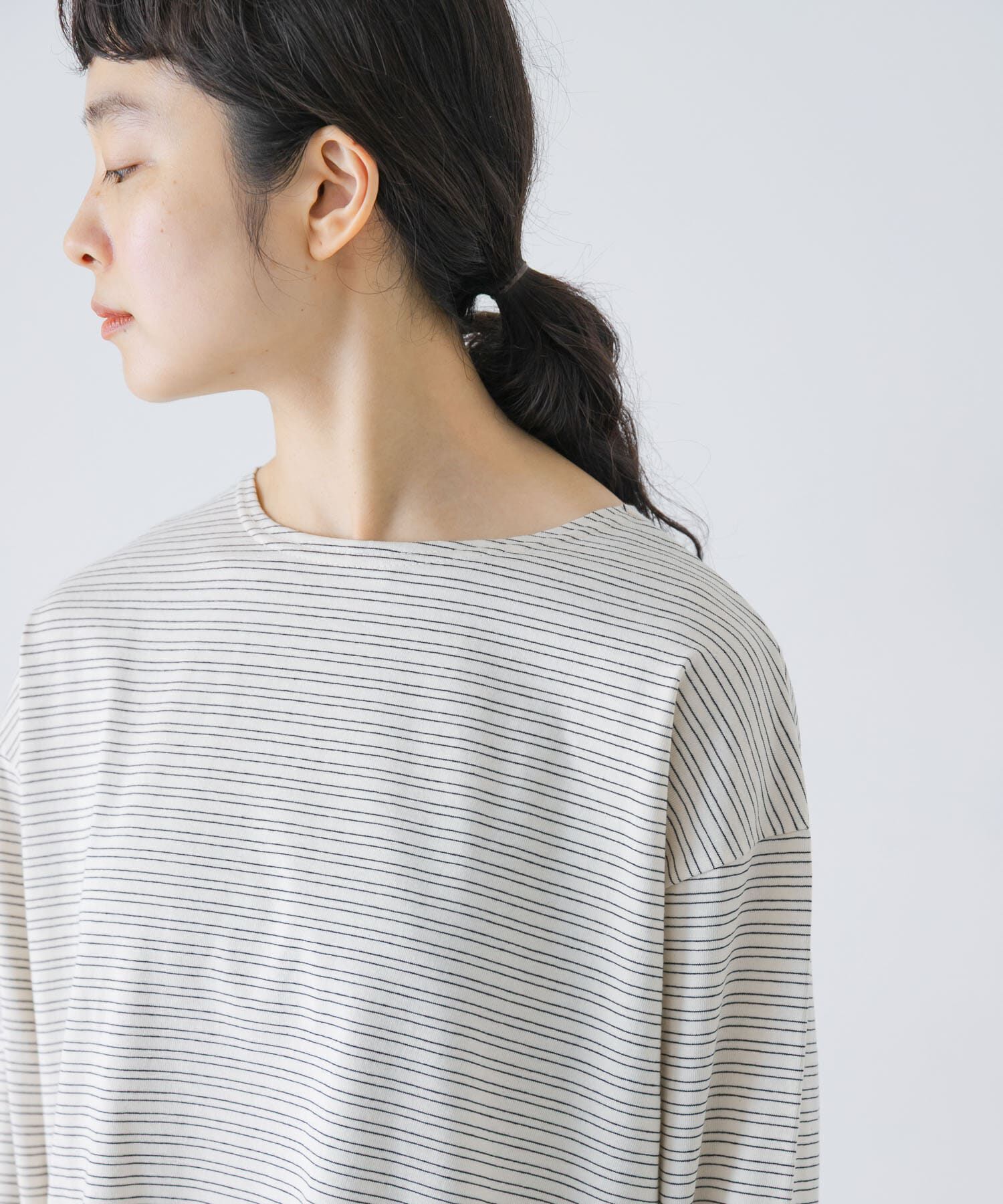 かぐれ「ナローボーダーロングカットソー」|Tシャツ・カットソー|