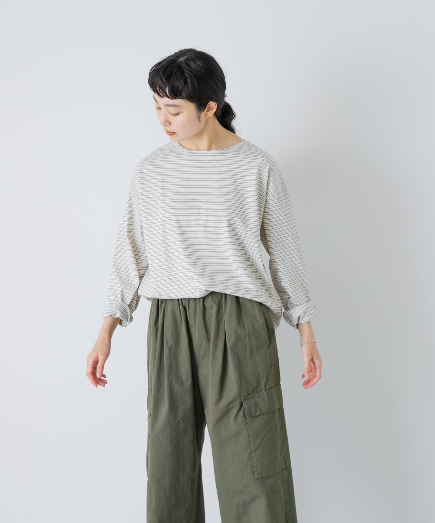 かぐれ「ナローボーダーロングカットソー」|Tシャツ・カットソー|