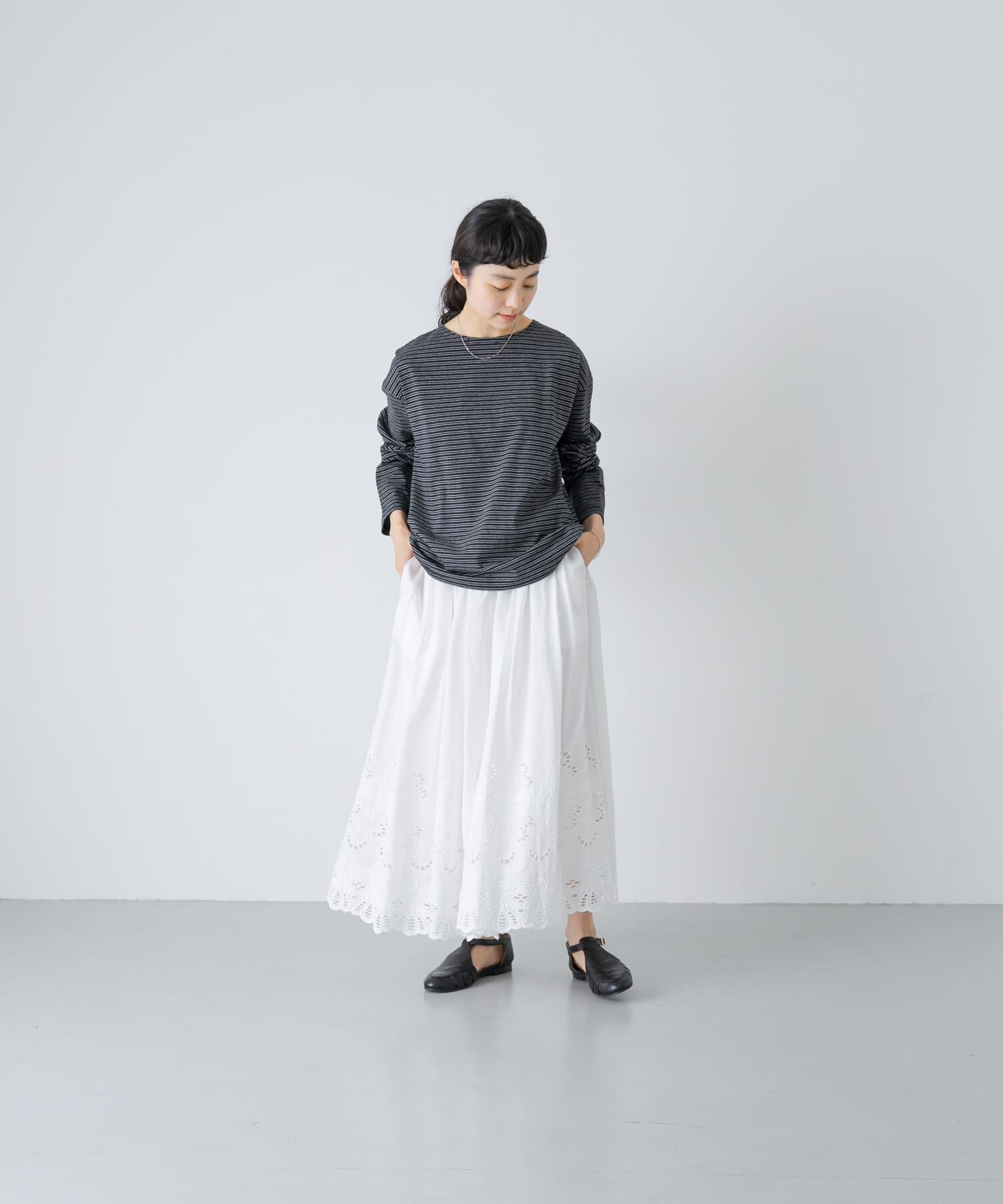 かぐれ「ナローボーダーロングカットソー」|Tシャツ・カットソー|