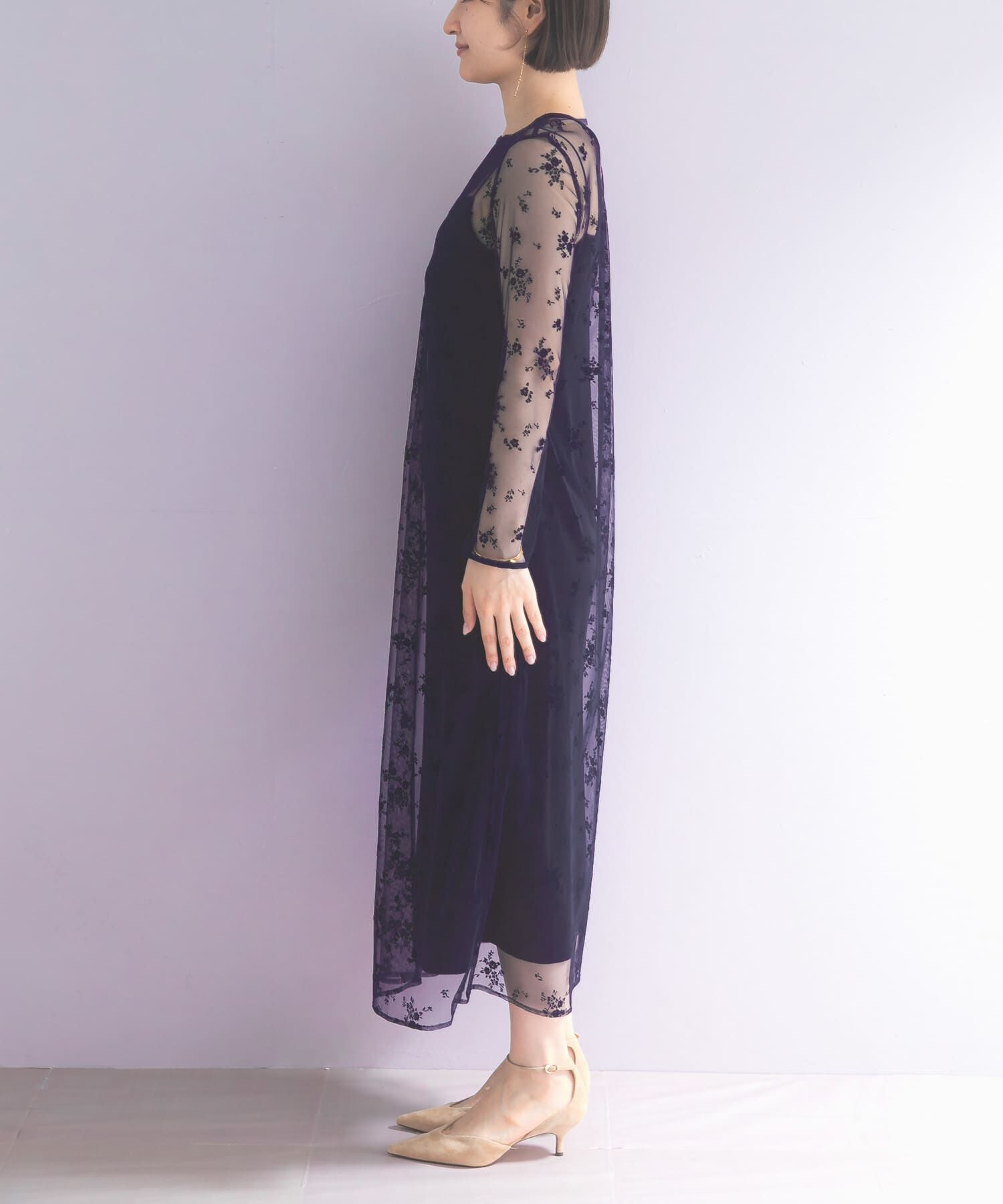 URBAN RESEARCH ROSSO「kaene　フロッキーベロア2WAYドレス」|ワンピース|