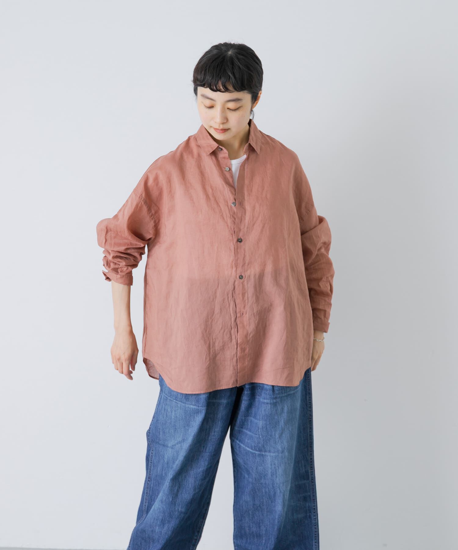 かぐれ「コットンリネンガーメントダイシャツ」|シャツ・ブラウス|