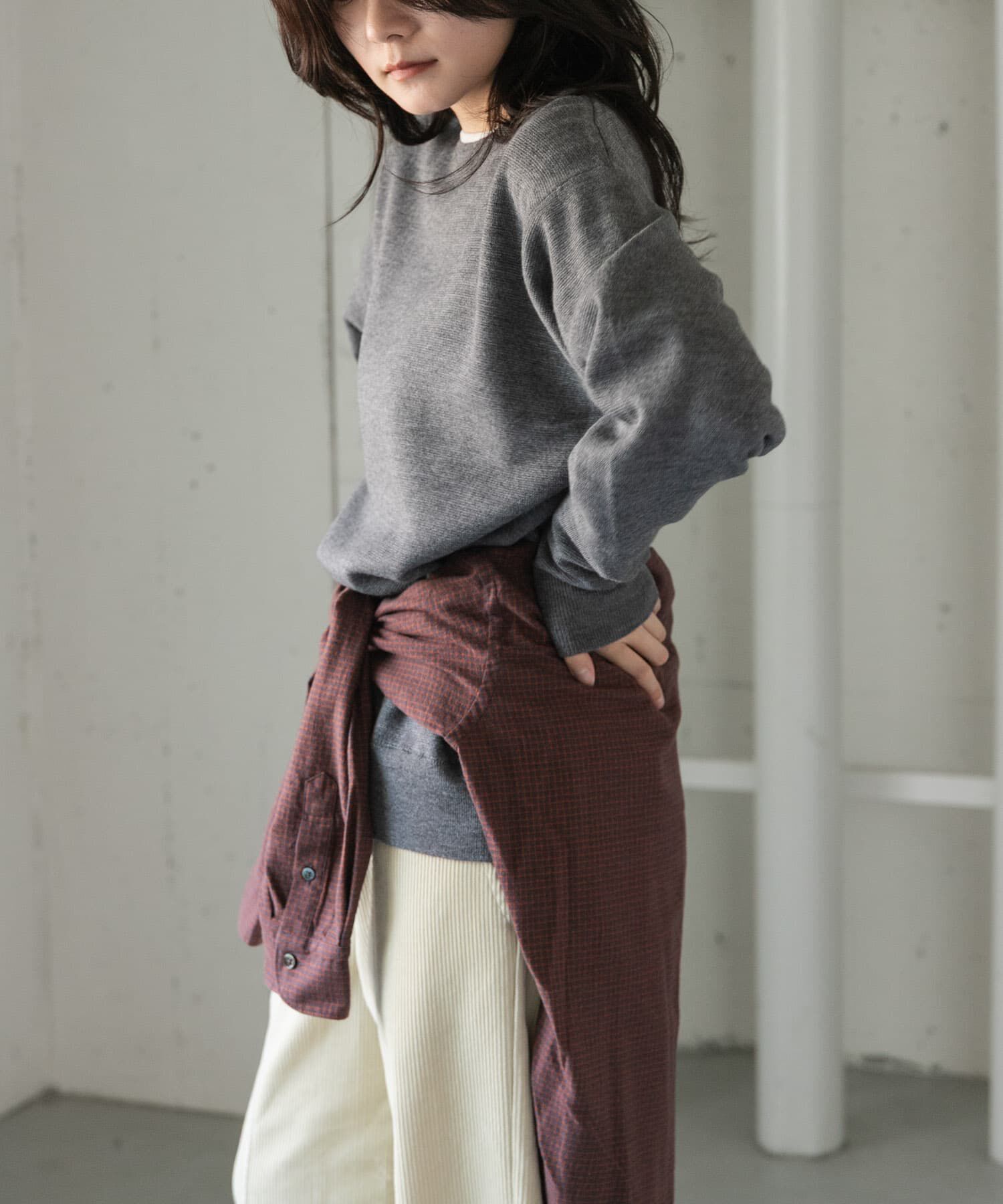 URBAN RESEARCH DOORS「『WEB/一部店舗限定サイズ』FORK&SPOON　ミラノリブクルーネックニット」|ニット・セーター|