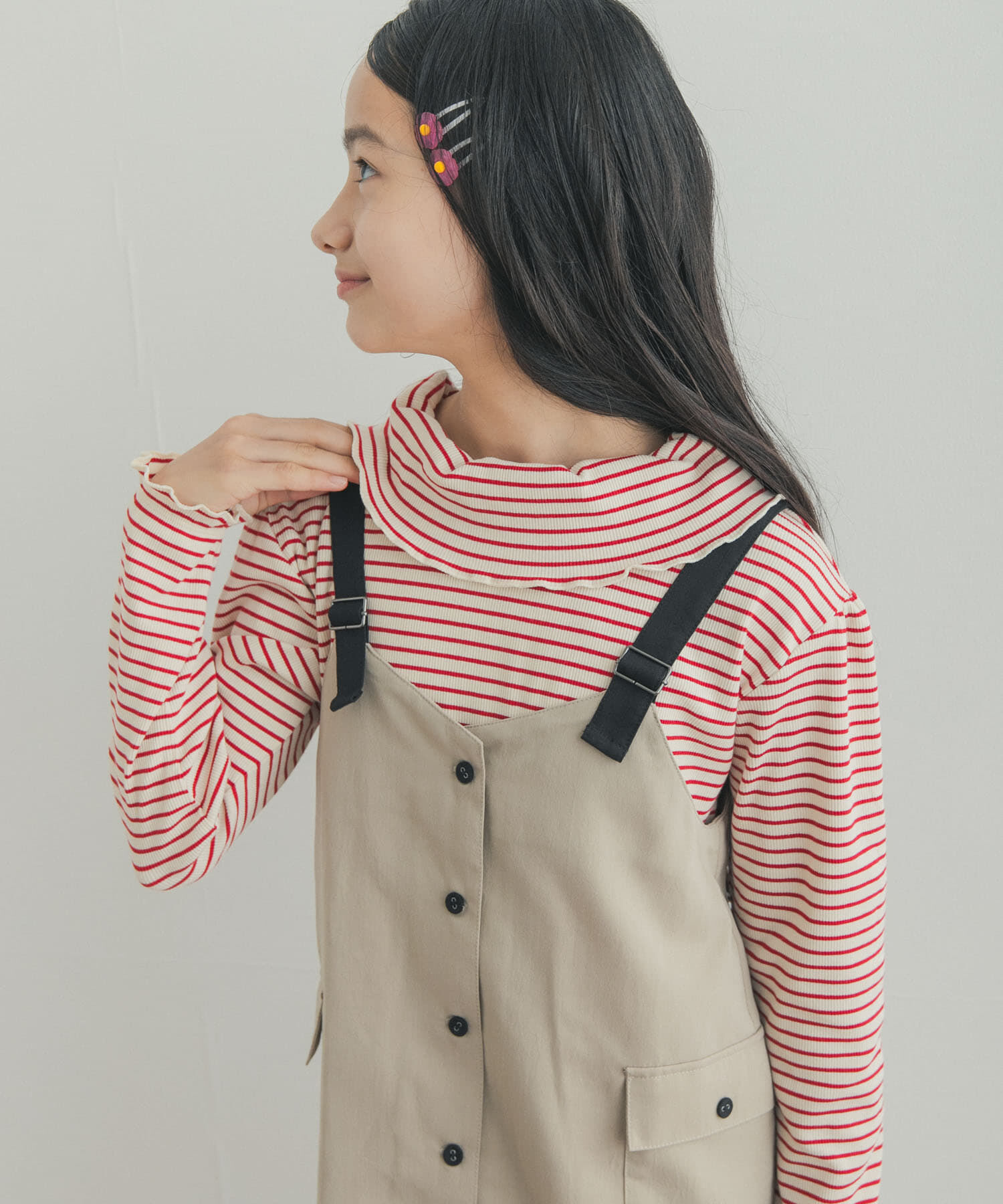 URBAN RESEARCH DOORS「『150サイズあり』メローフリルリブカラーTシャツ(KIDS)」|その他|
