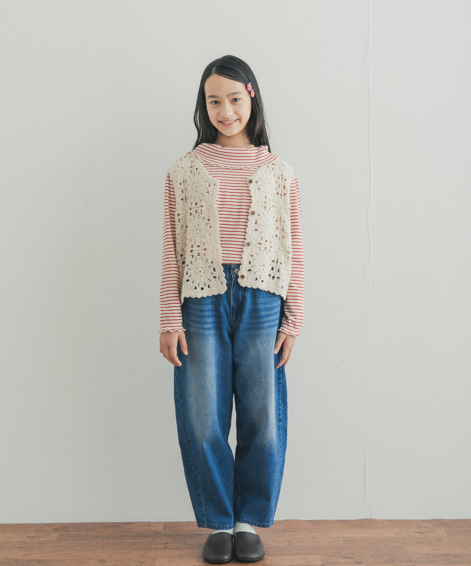 URBAN RESEARCH DOORS「『150サイズあり』メローフリルリブカラーTシャツ(KIDS)」|その他|