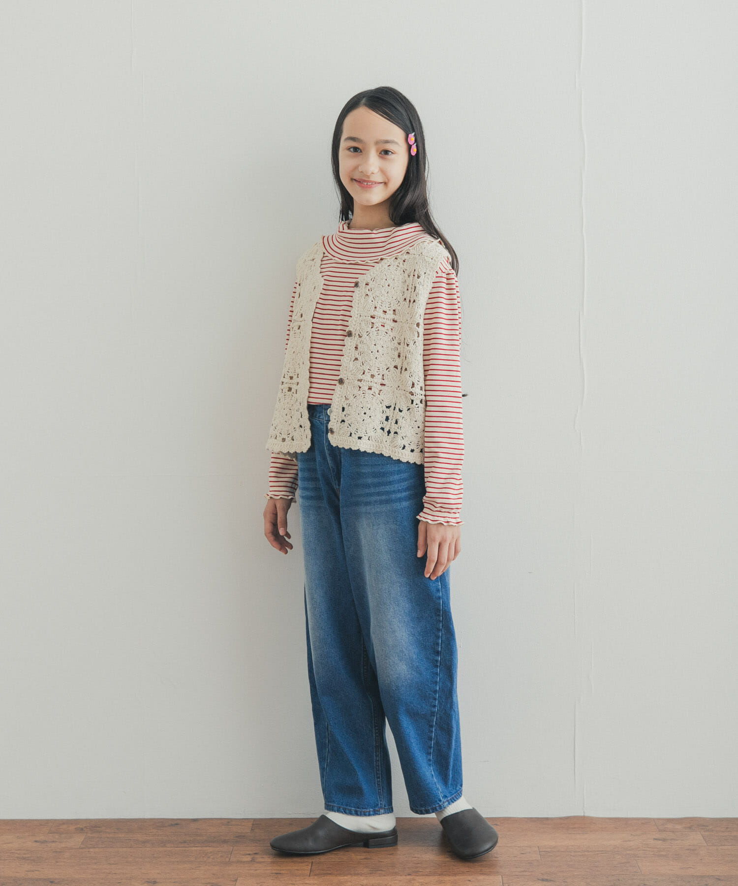 URBAN RESEARCH DOORS「『150サイズあり』メローフリルリブカラーTシャツ(KIDS)」|その他|