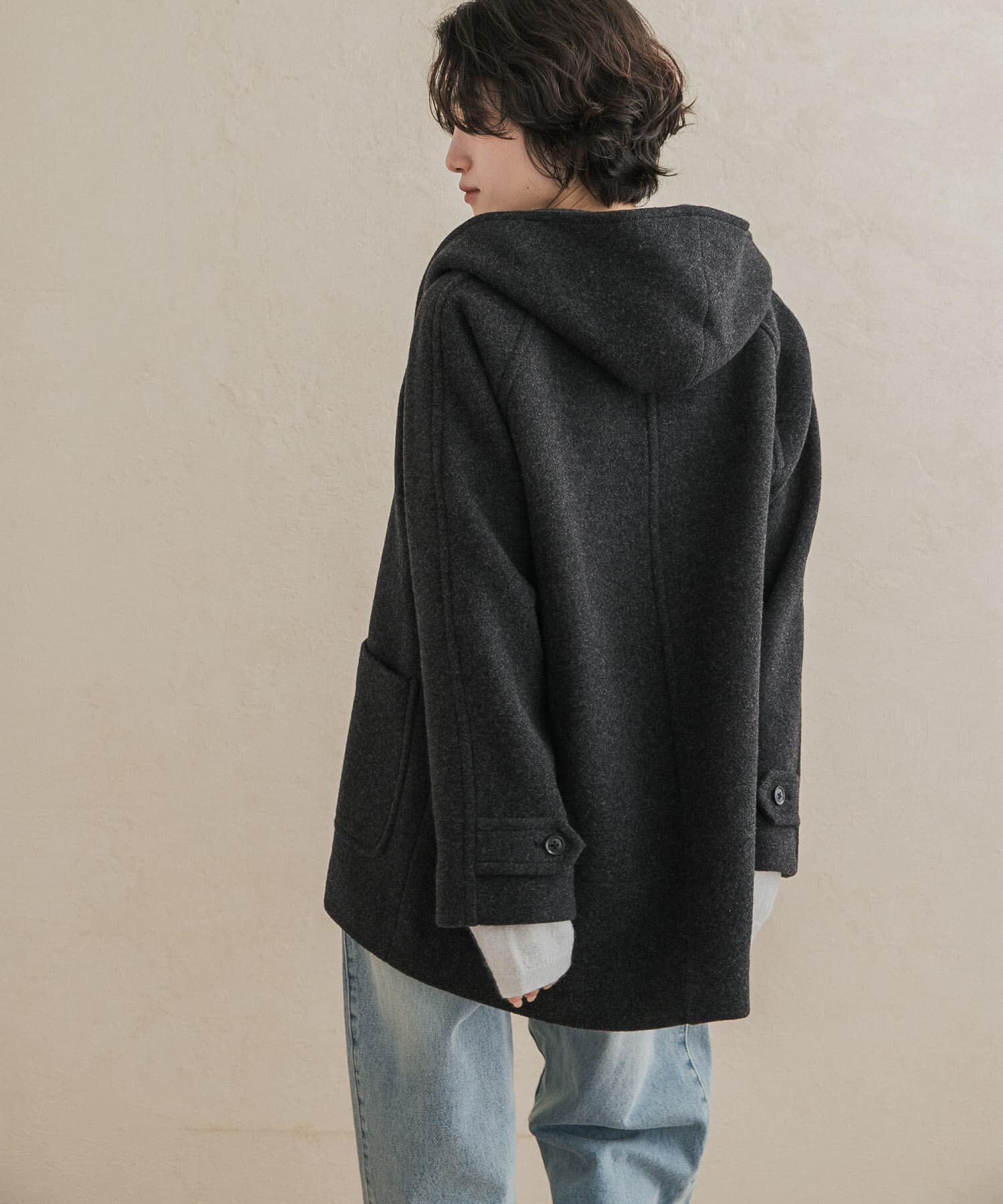URBAN RESEARCH DOORS「エアリーウールフードコート 26AW」|ノーカラーコート|