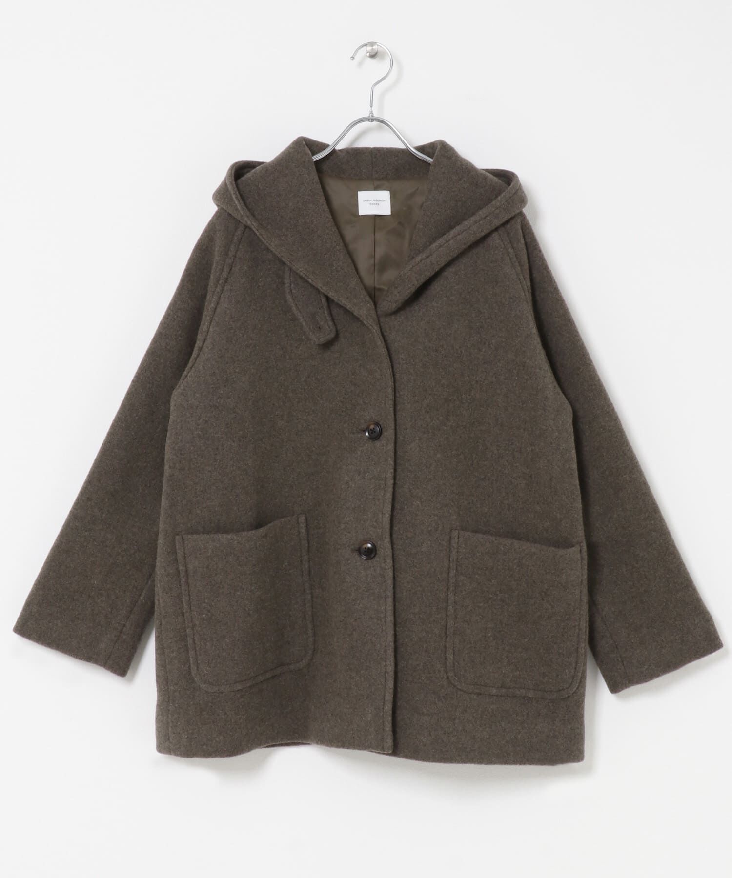 URBAN RESEARCH DOORS「エアリーウールフードコート 26AW」|ノーカラーコート|