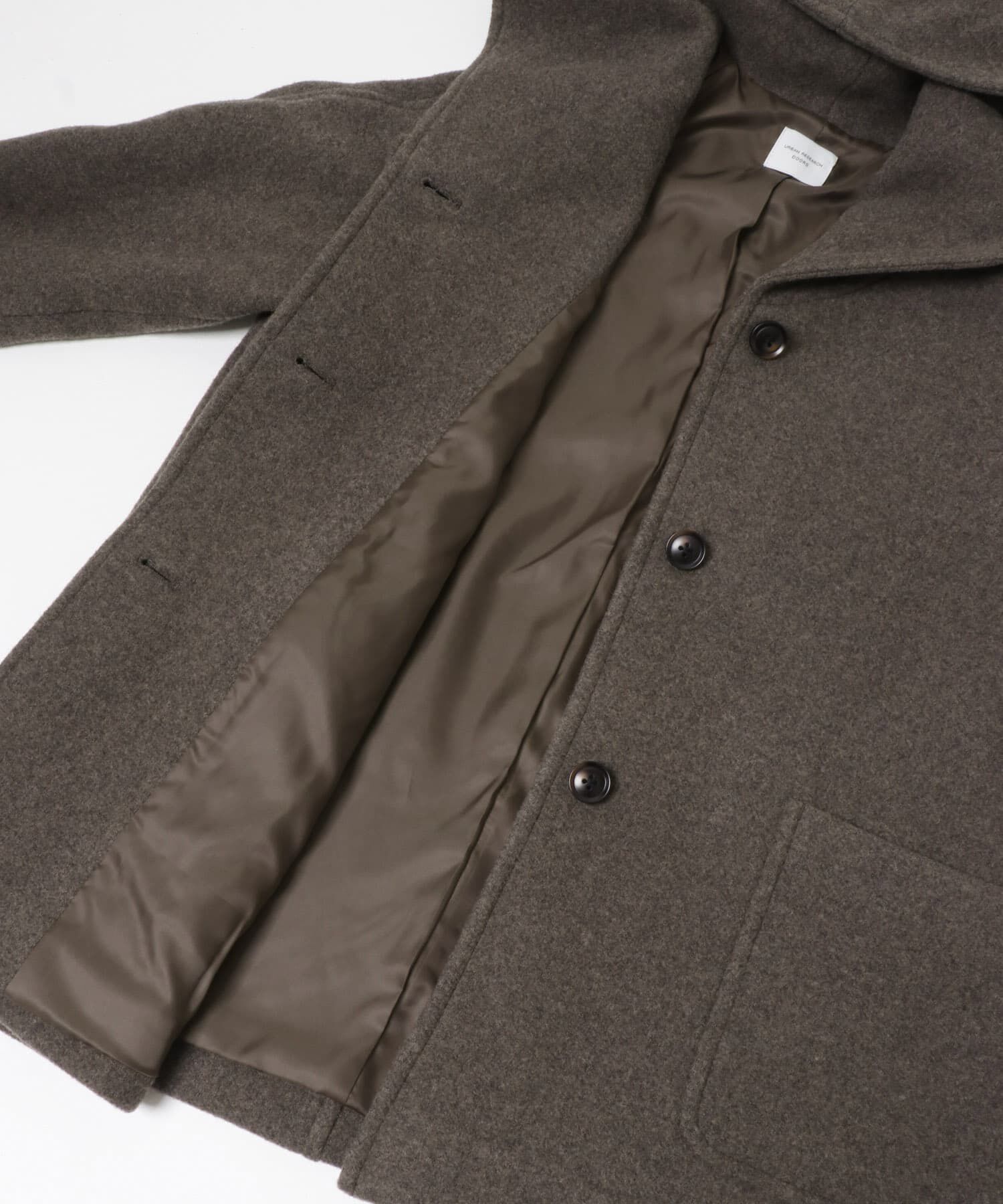 URBAN RESEARCH DOORS「エアリーウールフードコート 26AW」|ノーカラーコート|