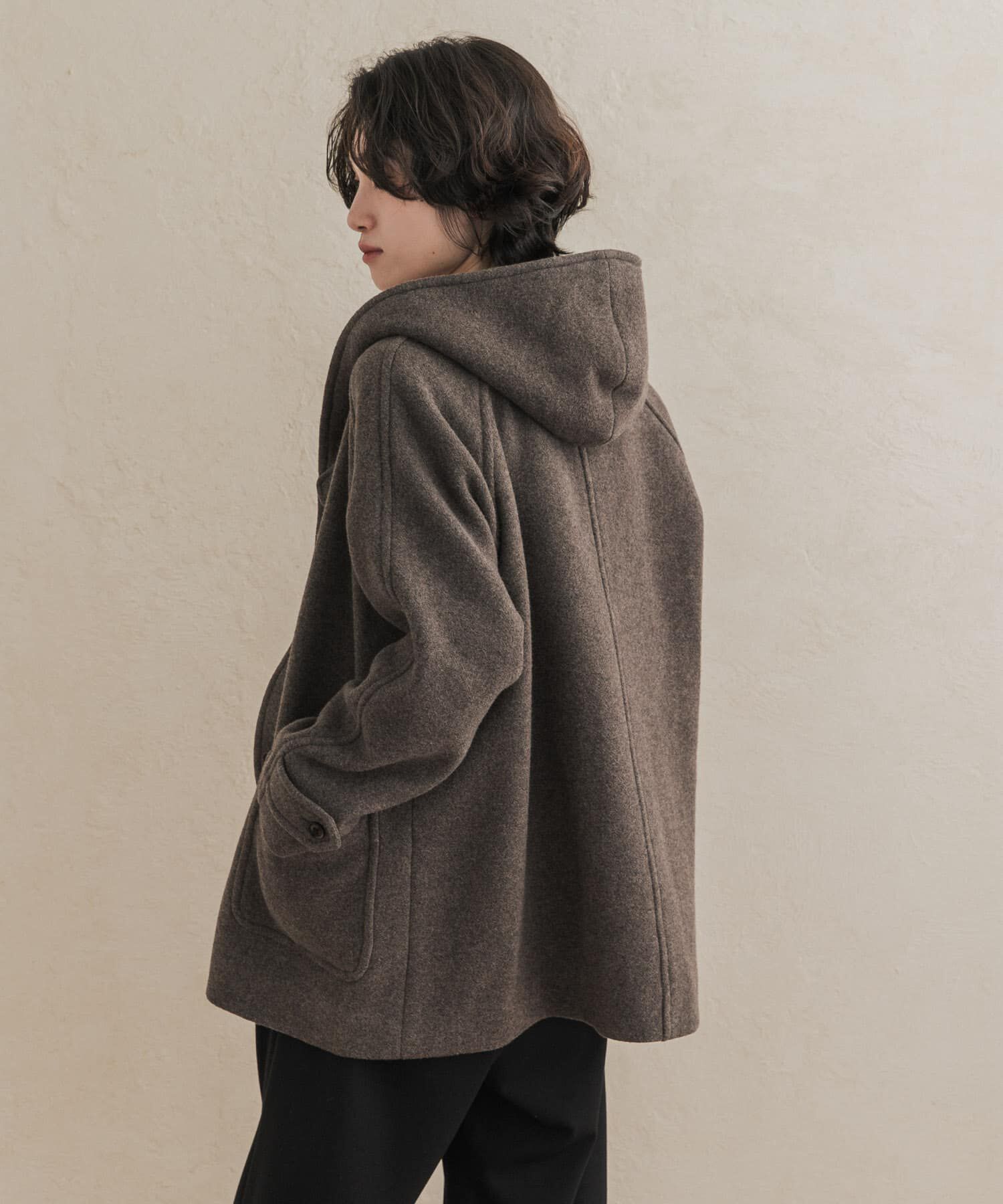 URBAN RESEARCH DOORS「エアリーウールフードコート 26AW」|ノーカラーコート|