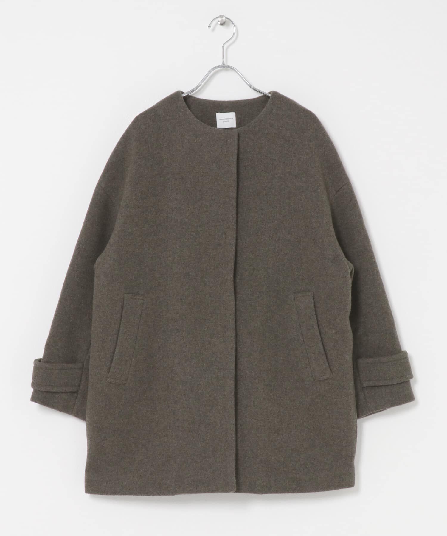 URBAN RESEARCH DOORS「エアリーウールノーカラーミドルコート 26AW」|ノーカラーコート|