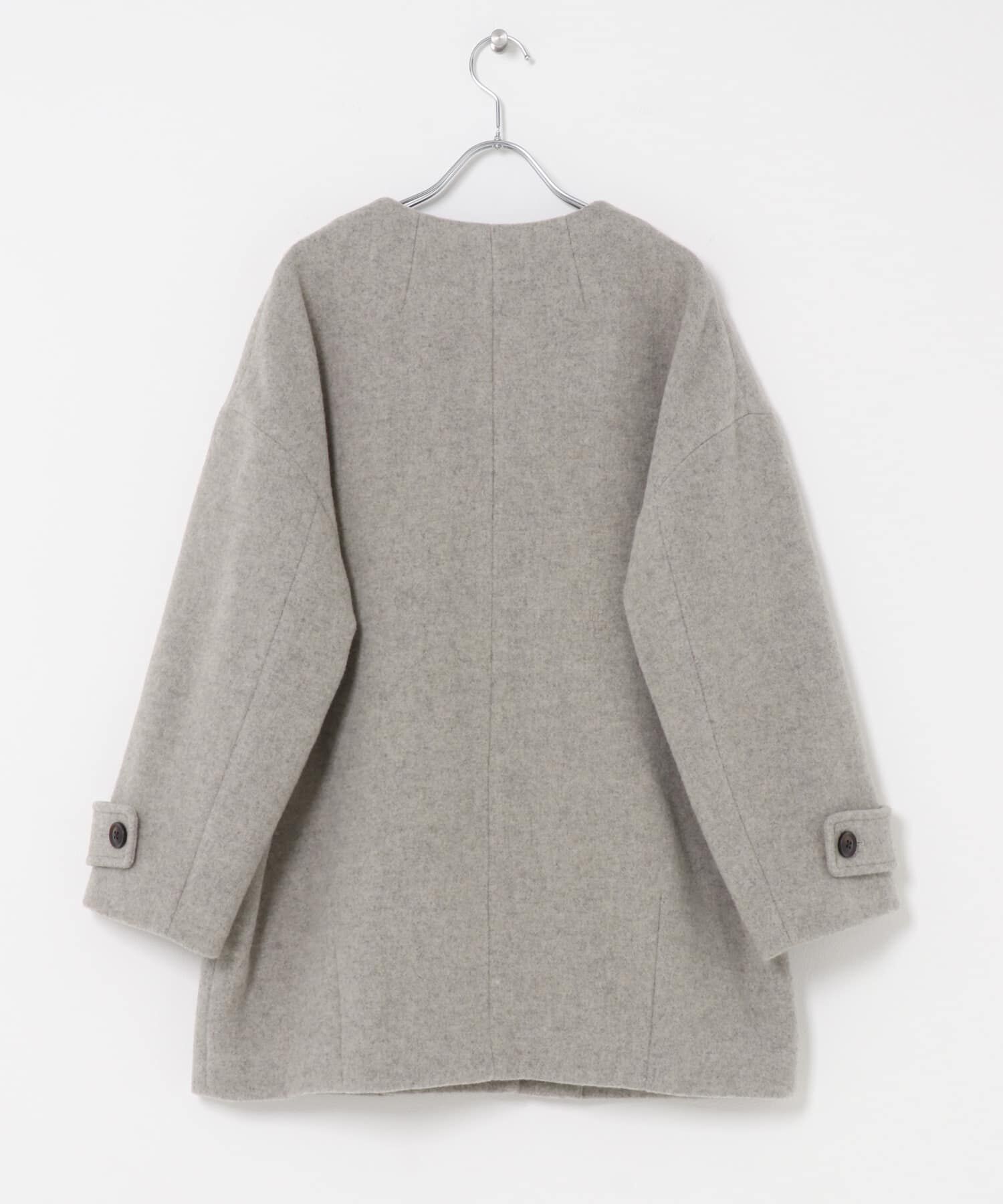 URBAN RESEARCH DOORS「エアリーウールノーカラーミドルコート 26AW」|ノーカラーコート|