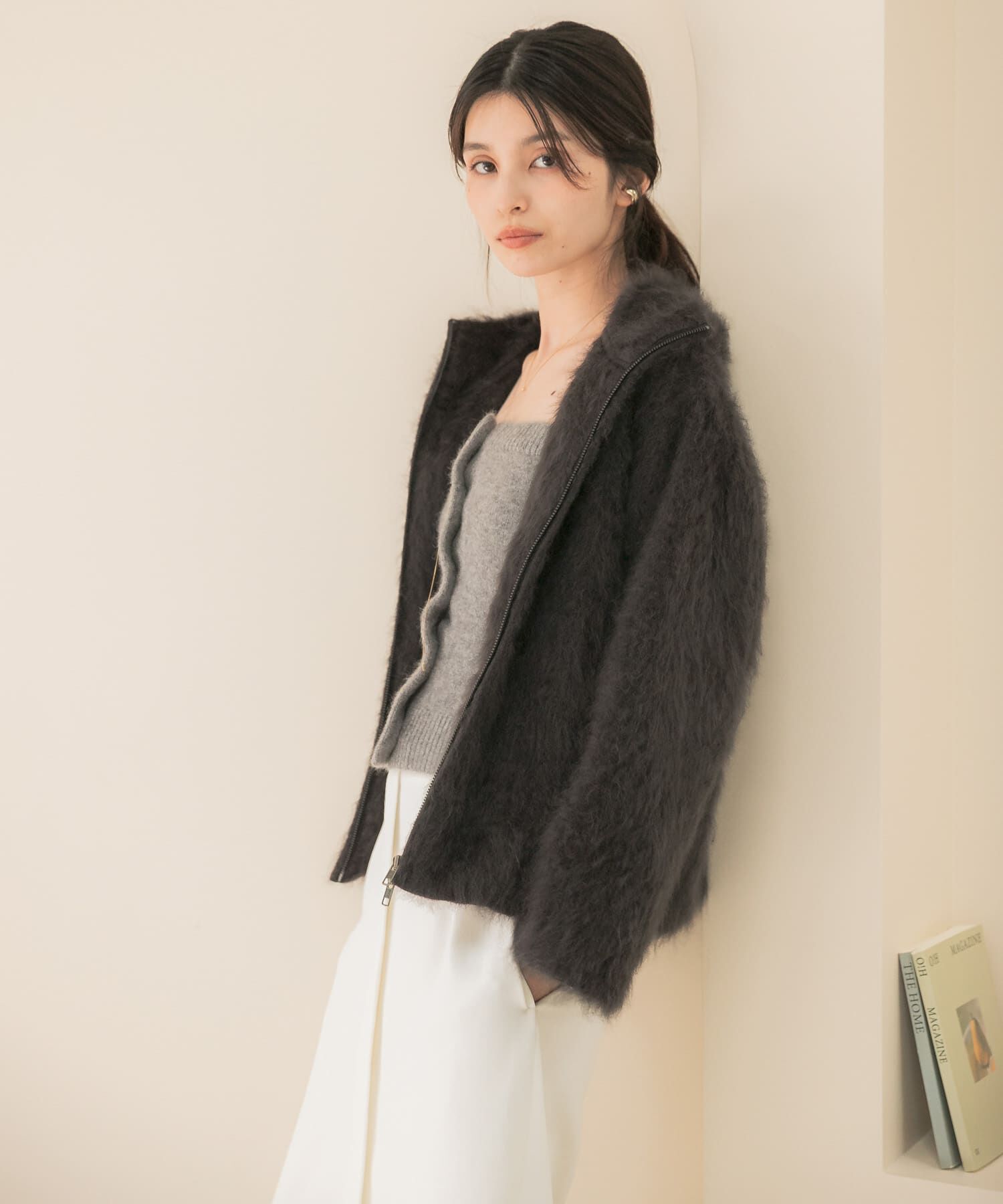 URBAN RESEARCH ROSSO「カシミヤ混ファーフードコート」|ノーカラーコート|