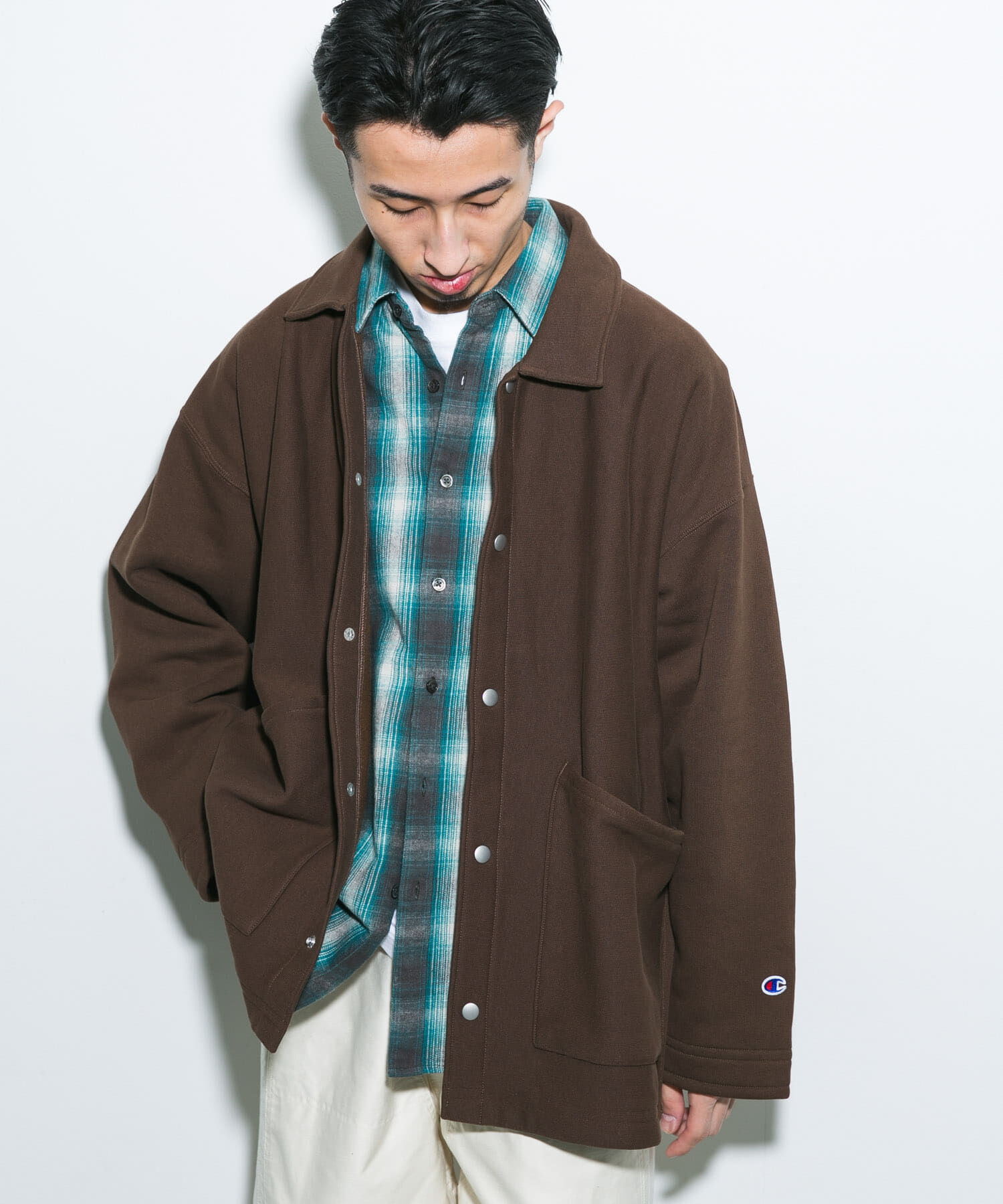 URBAN RESEARCH DOORS「『別注』Champion&times;DOORS　SWEAT COVERALL JACKET」|ノーカラーコート|
