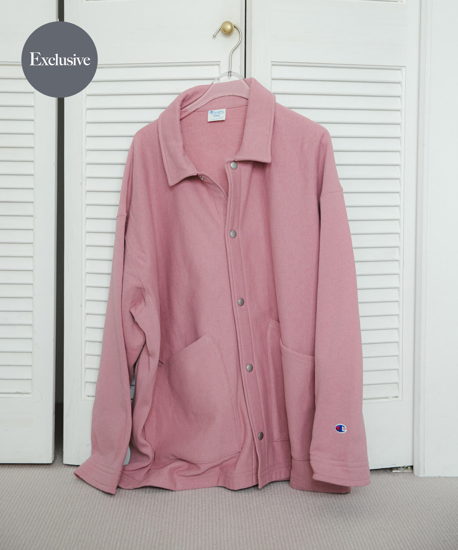 URBAN RESEARCH DOORS「『別注』Champion&times;DOORS　SWEAT COVERALL JACKET」|ノーカラーコート|ライトピンク