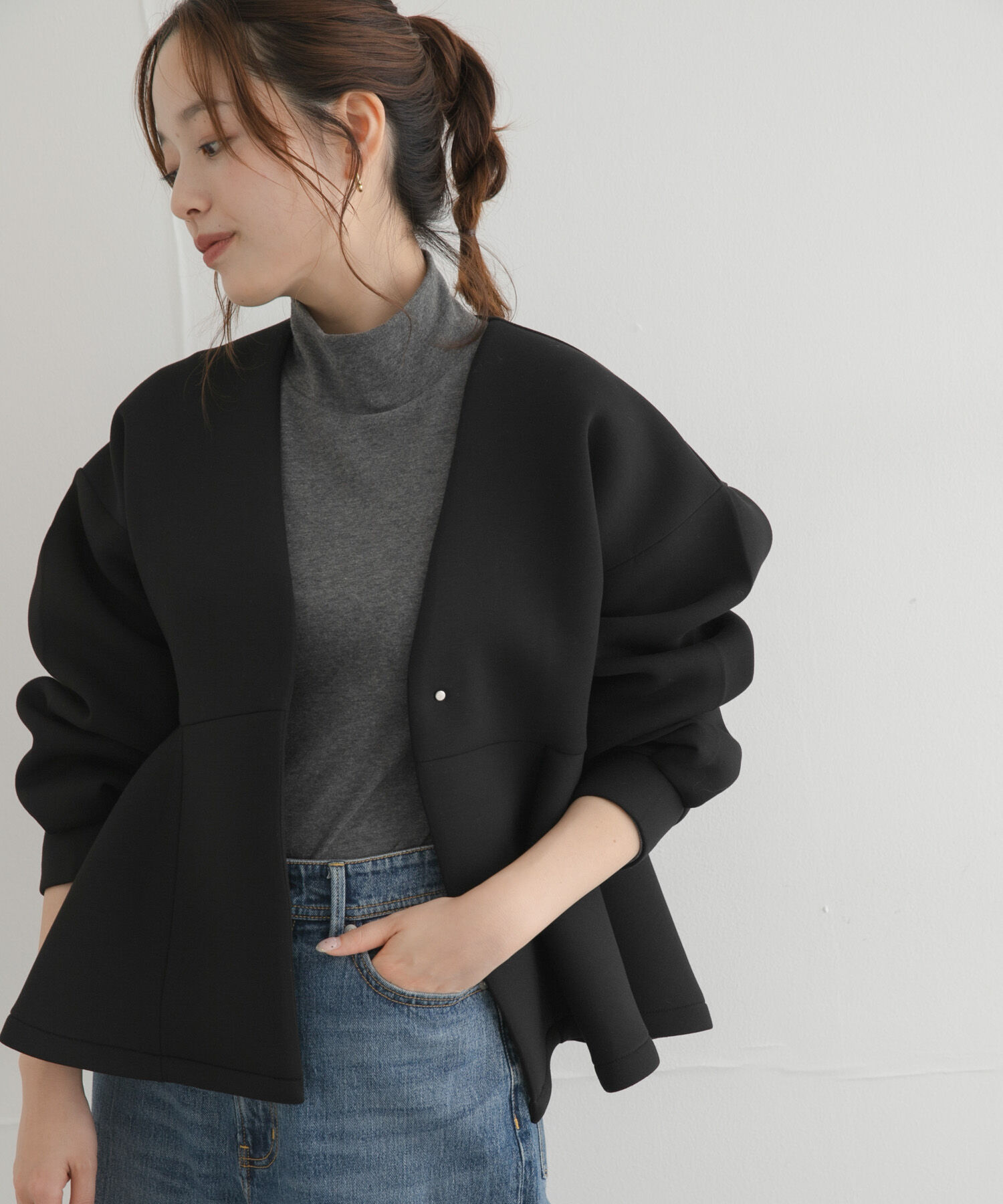 Sonny Label 「『WEB限定』ダンボールペプラムブルゾン」|ブルゾン・スタジャン|ブラック