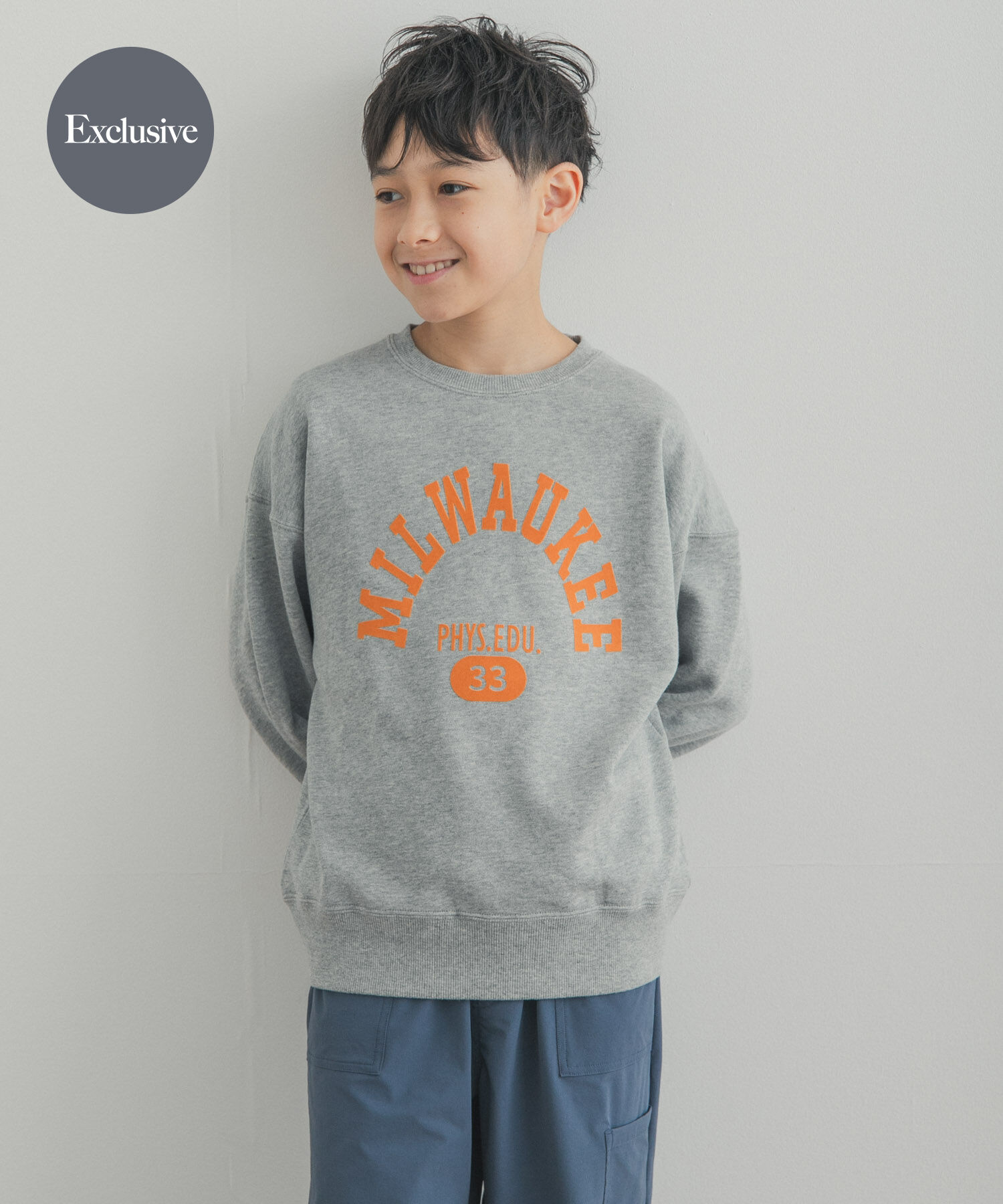URBAN RESEARCH DOORS「『150サイズ』『別注』Champion&times;DOORS　フロッキープリント SWEATSHIRTS(KIDS)」|その他|グレー