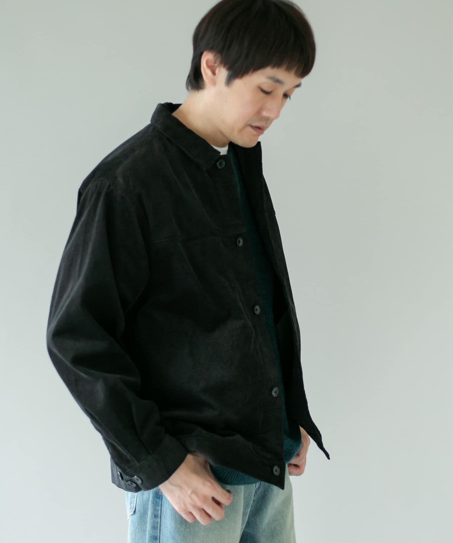 URBAN RESEARCH DOORS「『XLサイズ/WEB限定』コーデュロイトラッカージャケット」|ノーカラーコート|