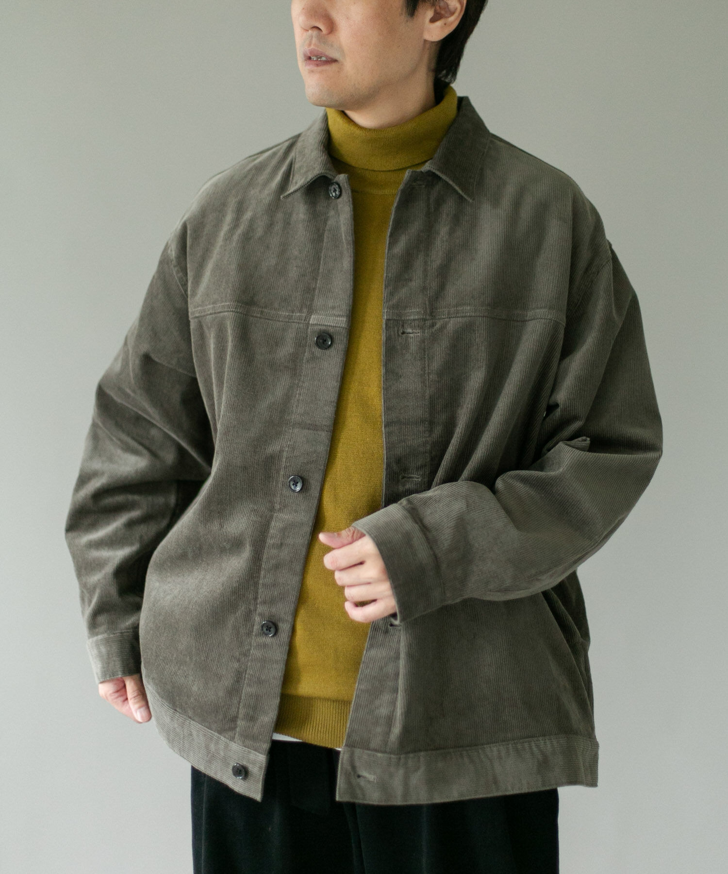 URBAN RESEARCH DOORS「『XLサイズ/WEB限定』コーデュロイトラッカージャケット」|ノーカラーコート|モカ
