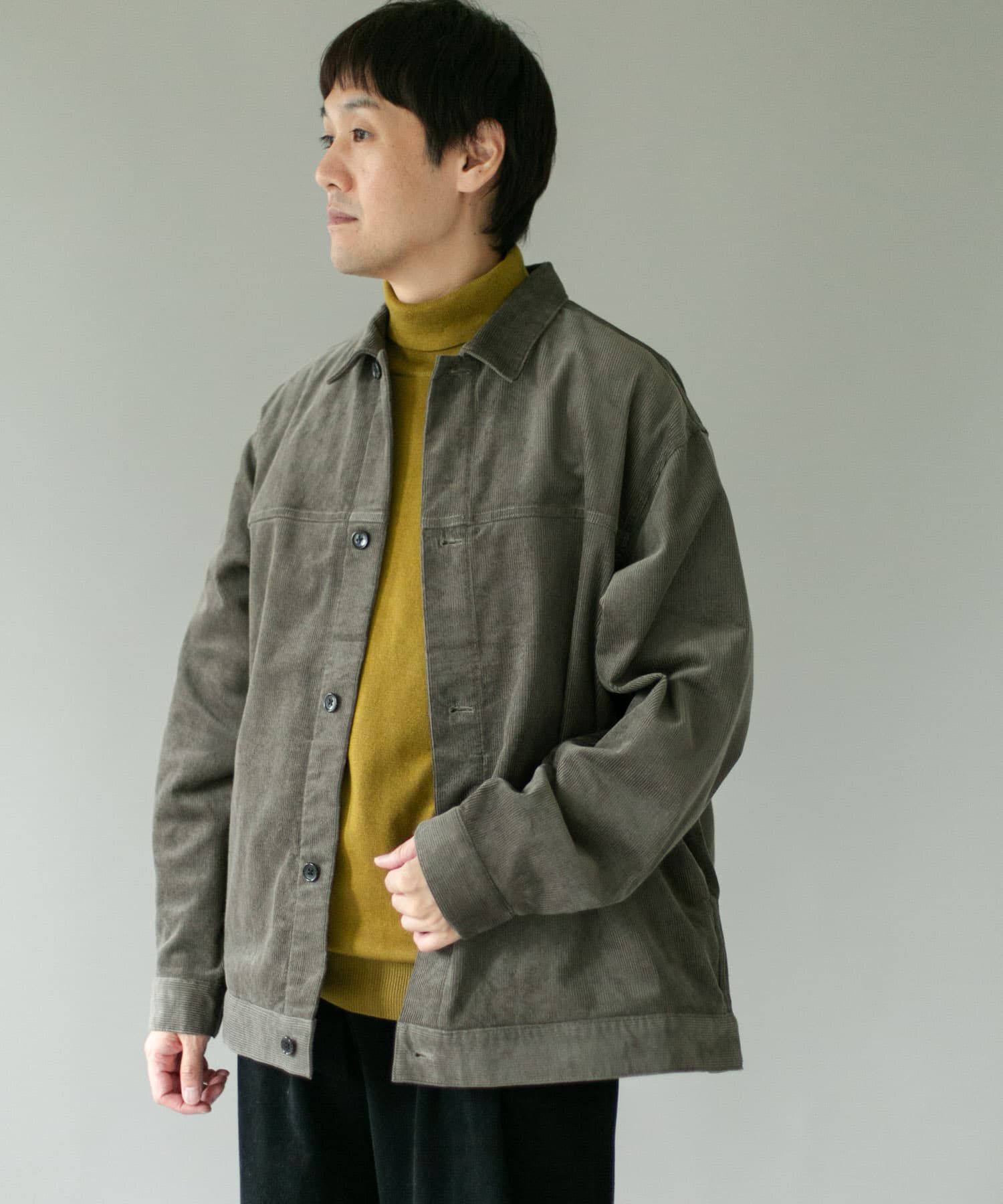 URBAN RESEARCH DOORS「『XLサイズ/WEB限定』コーデュロイトラッカージャケット」|ノーカラーコート|