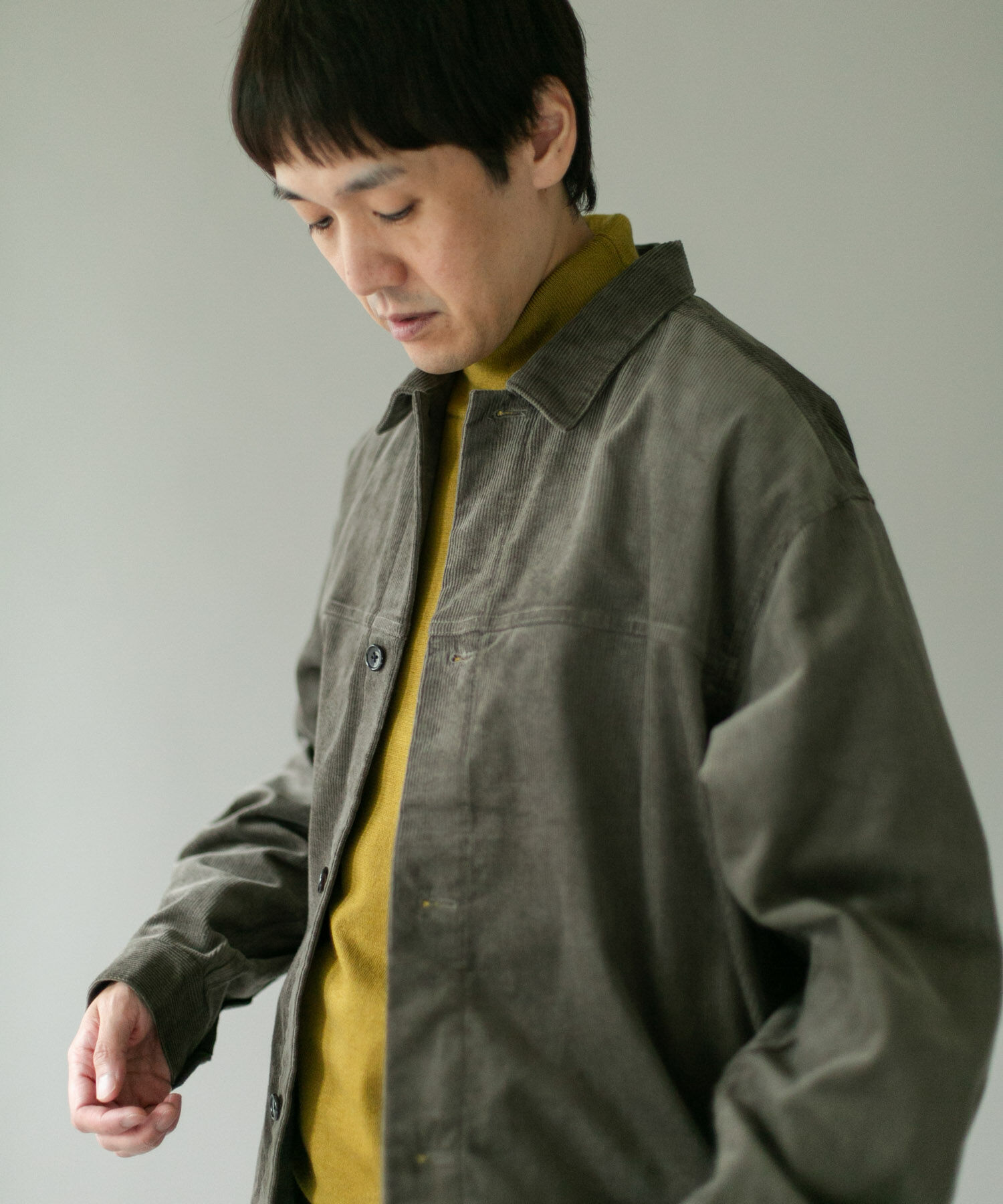 URBAN RESEARCH DOORS「『XLサイズ/WEB限定』コーデュロイトラッカージャケット」|ノーカラーコート|