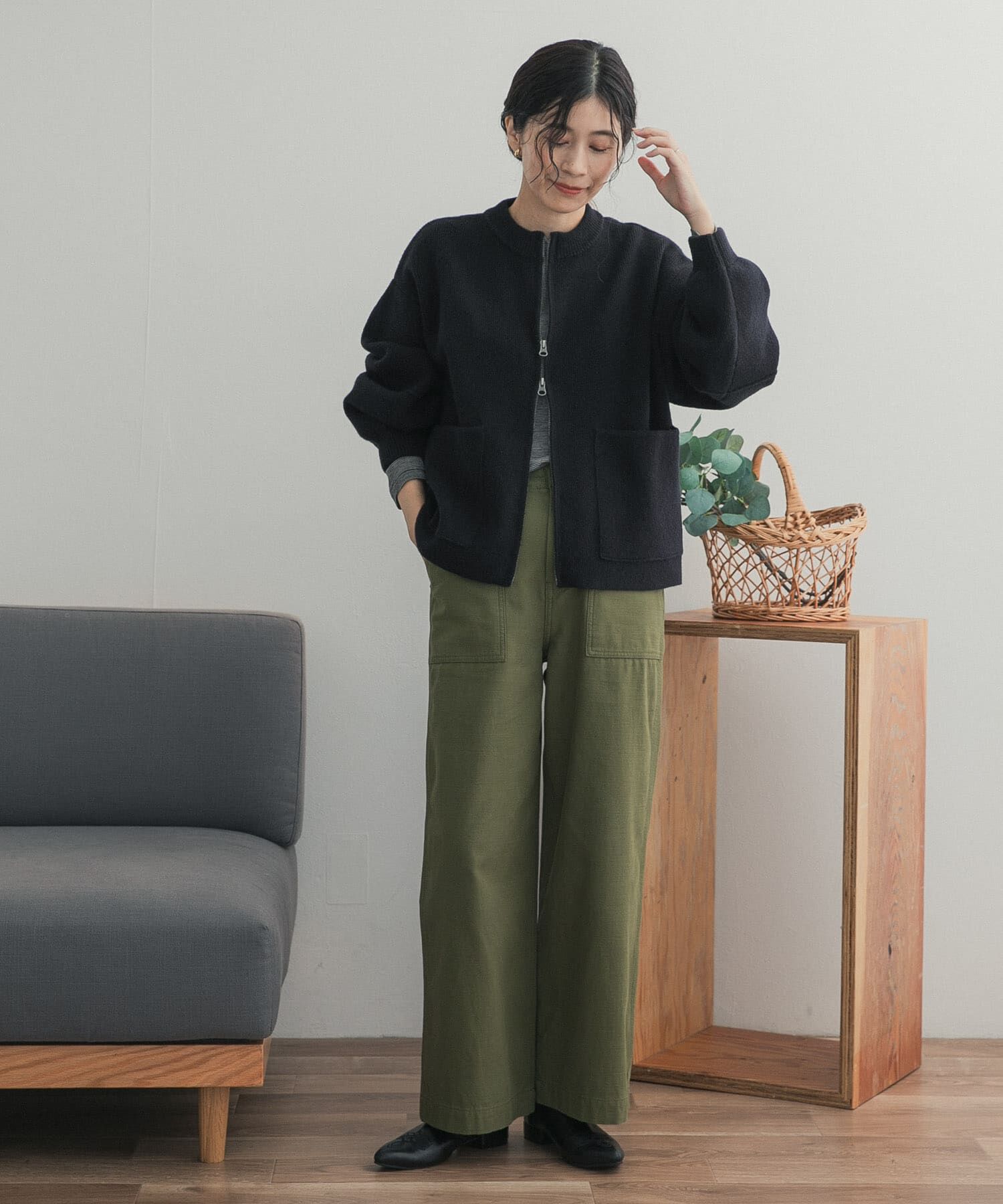 URBAN RESEARCH DOORS「『一部WEB限定カラー』ニットZIPブルゾン」|ブルゾン・スタジャン|