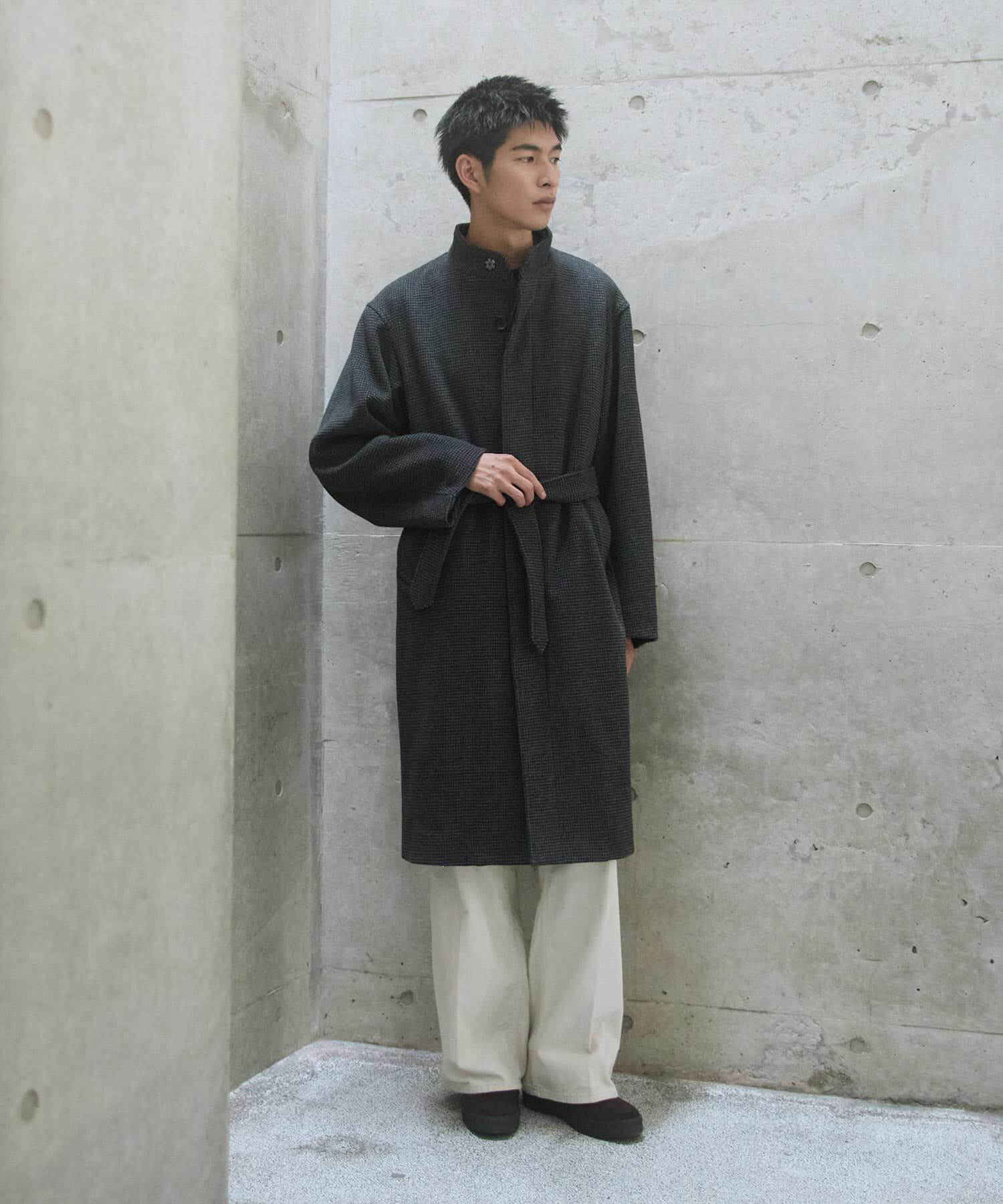 URBAN RESEARCH「WOOL STAND COLLAR COAT」|ノーカラーコート|