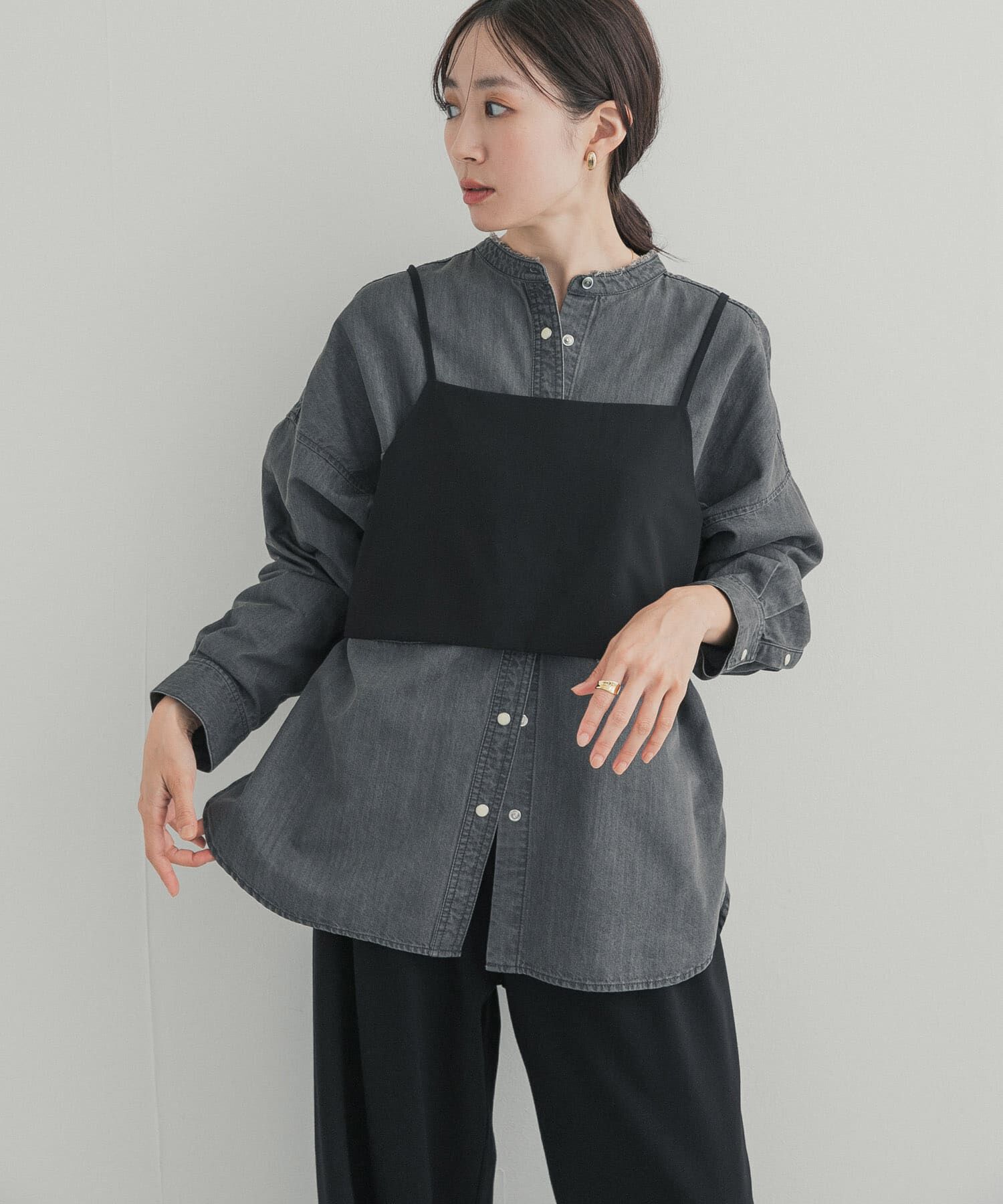 URBAN RESEARCH DOORS「デニムバンドカラーシャツ」|シャツ・ブラウス|