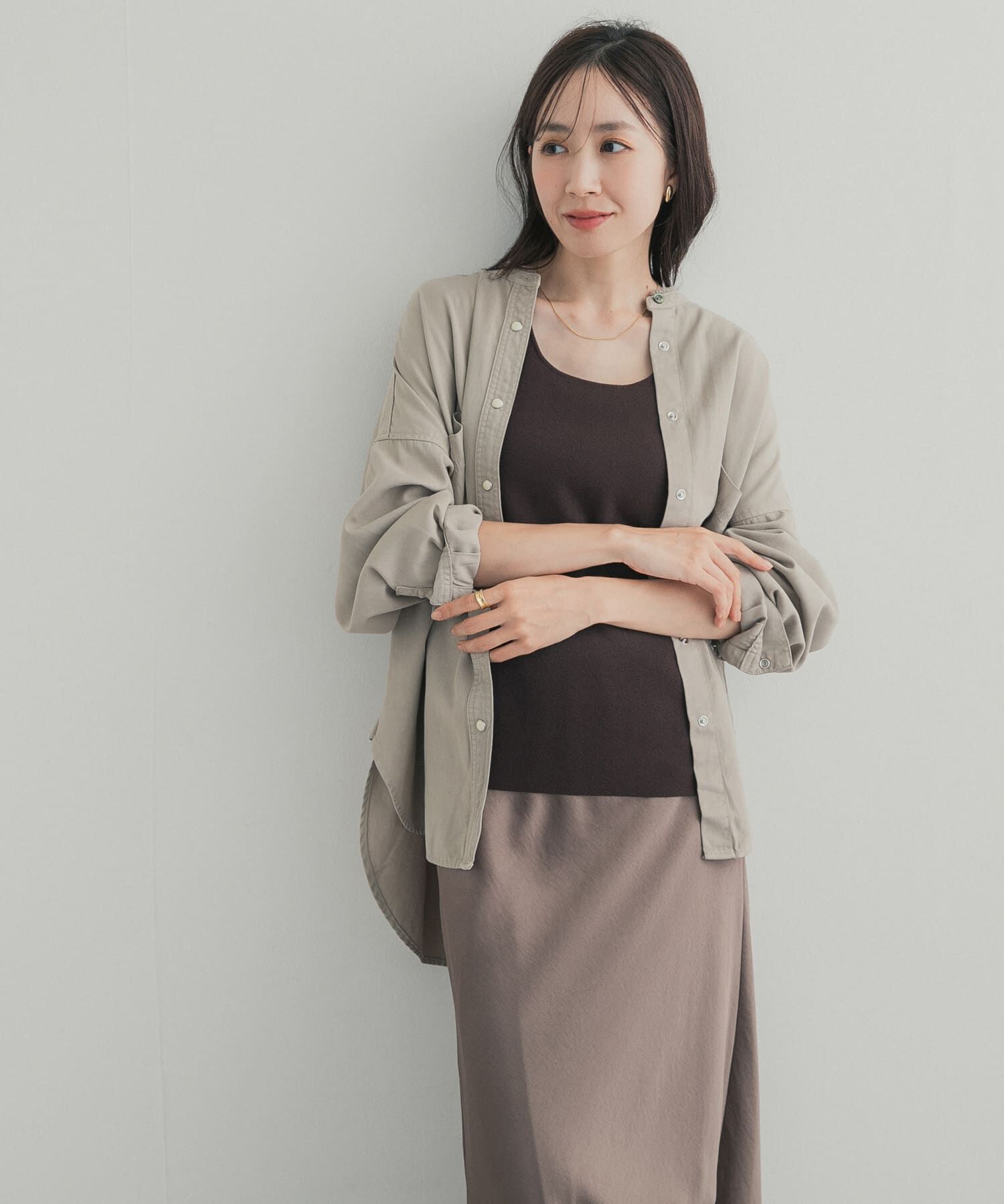 URBAN RESEARCH DOORS「デニムバンドカラーシャツ」|シャツ・ブラウス|