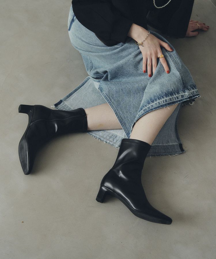 YECCA VECCA「ストレッチミドルブーツ」|ショートブーツ|Black