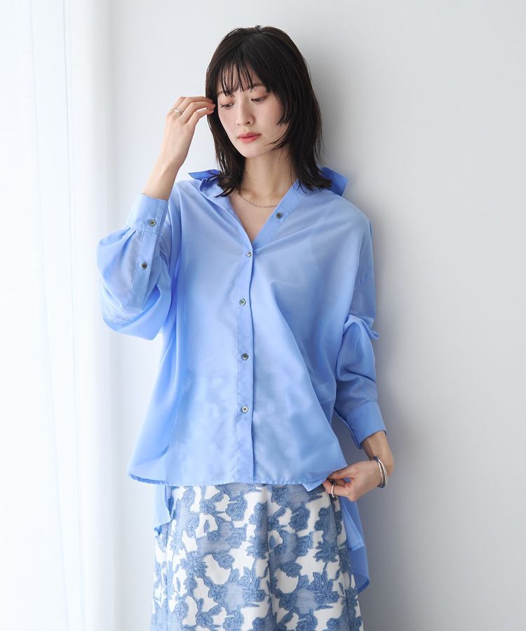 YECCA VECCA「バック釦シアーシャツ」|シャツ・ブラウス|Blue