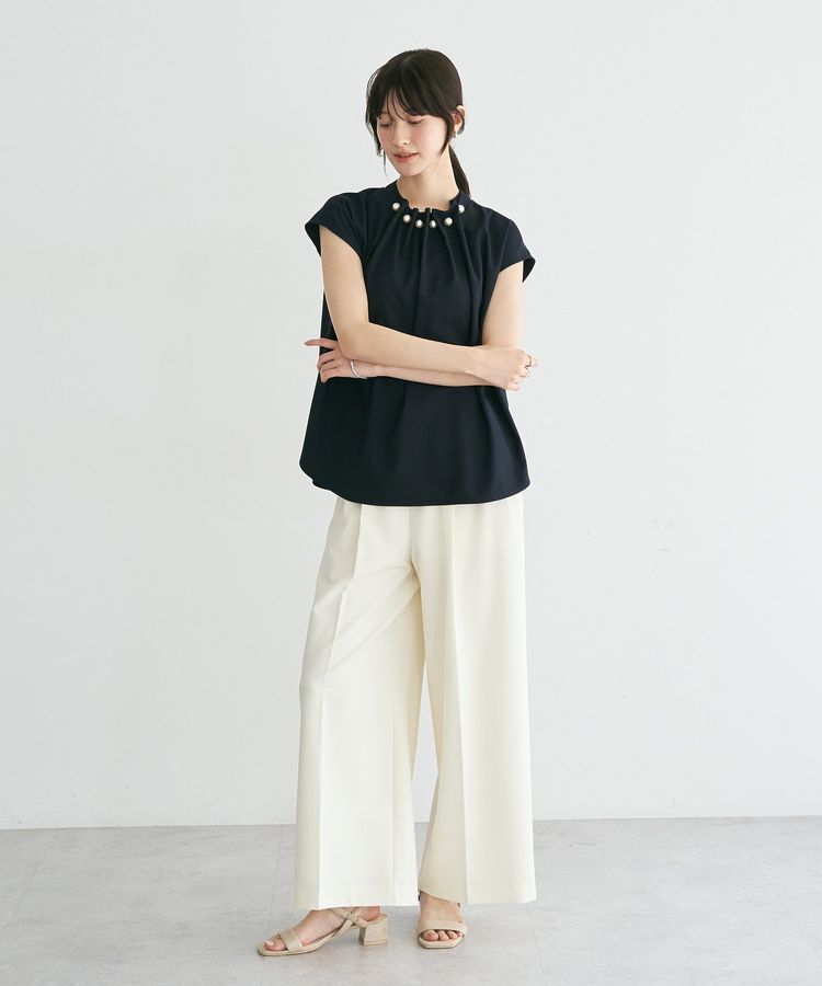 YECCA VECCA「パールタックフレンチスリーブブラウス」|シャツ・ブラウス|