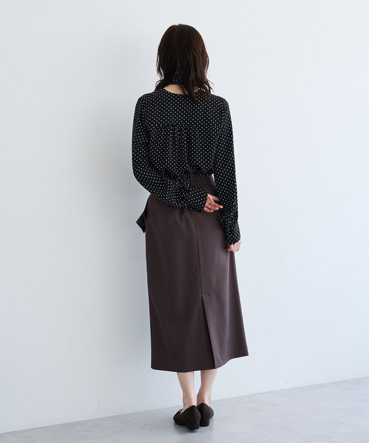 YECCA VECCA「ドット柄レースボウタイ付きVネックブラウス」|シャツ・ブラウス|