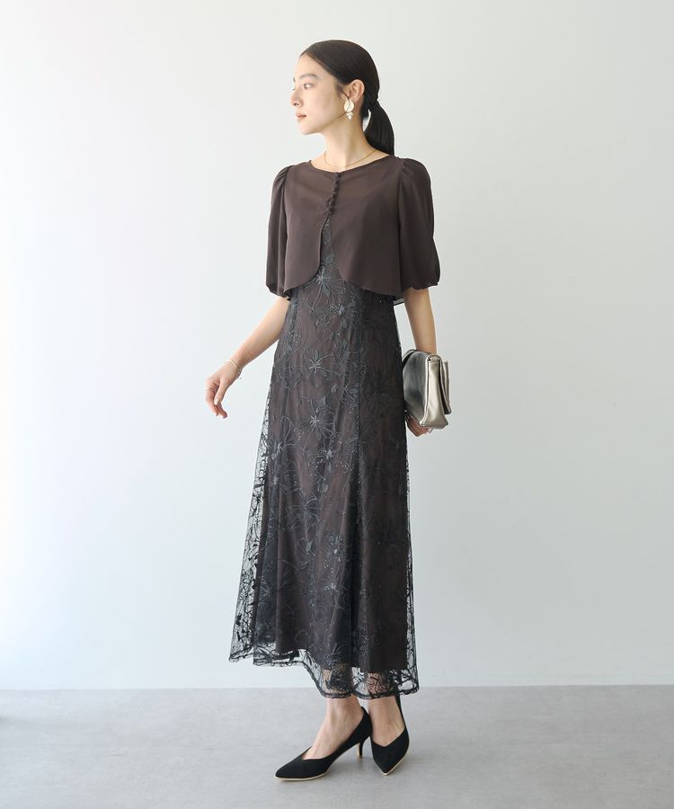 YECCA VECCA「【2点SET】フラワー柄スパンコール刺繍ドレス」|ワンピース|