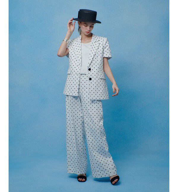 LOULOU WILLOUGHBY「【LOULOU WILLOUGHBY】リネン混ドットワイドパンツ」|チノ|