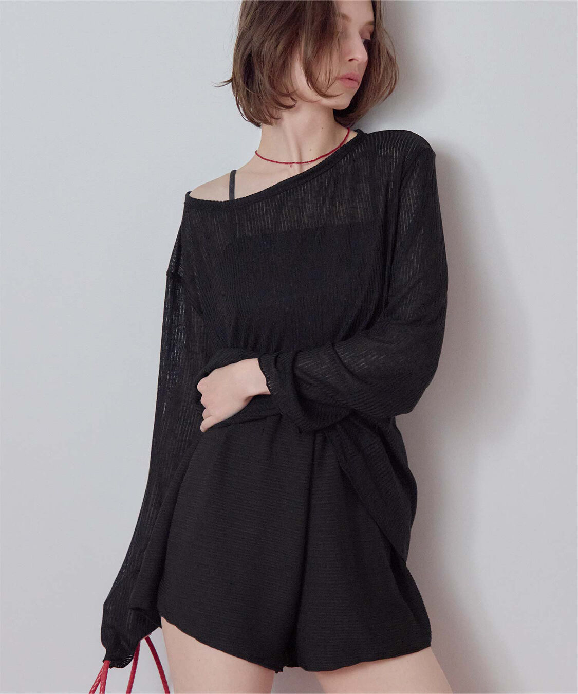 SEA DRESS「4点セット/長袖トップス付シャーリングビキニ&times;ショートパンツ/水着」|ビキニ|ドット2