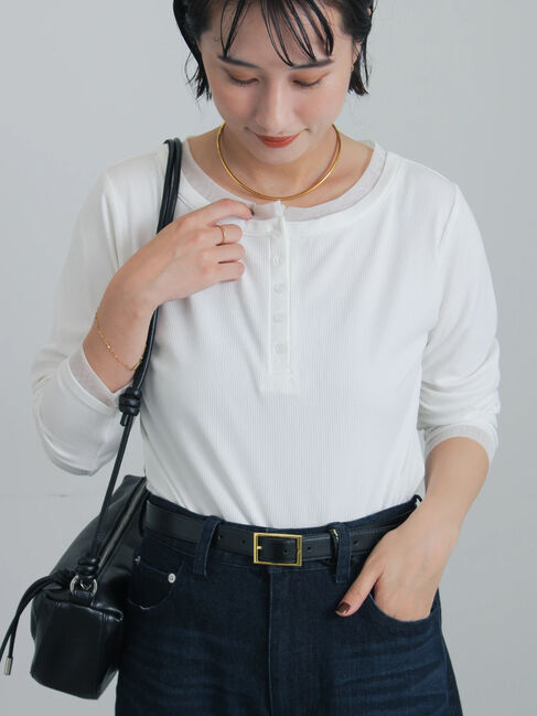 Te chichi「ヘンリーネックシアーレイヤードトップス」|Tシャツ・カットソー|