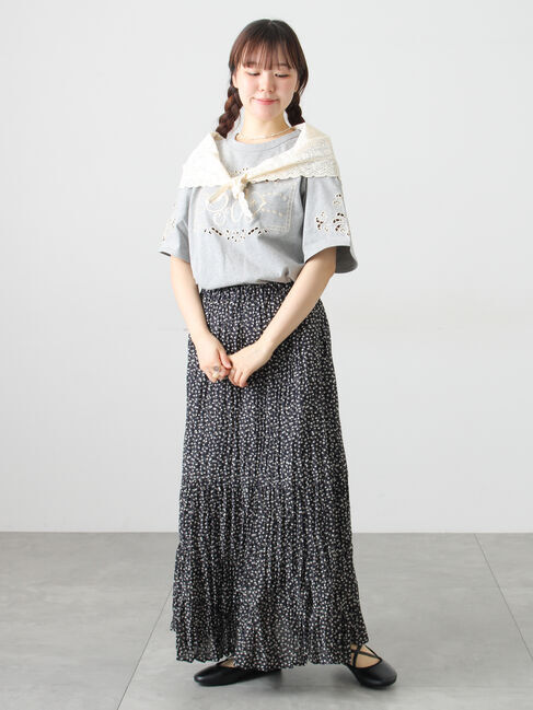 Samansa Mos2「三角ストール付カットワーク刺繍Tシャツ」|Tシャツ・カットソー|