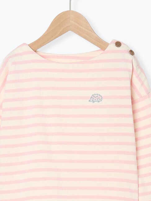 Samansa Mos2 Lagom「ハリネズミ刺繍ボーダーカットソー」|Tシャツ・カットソー|