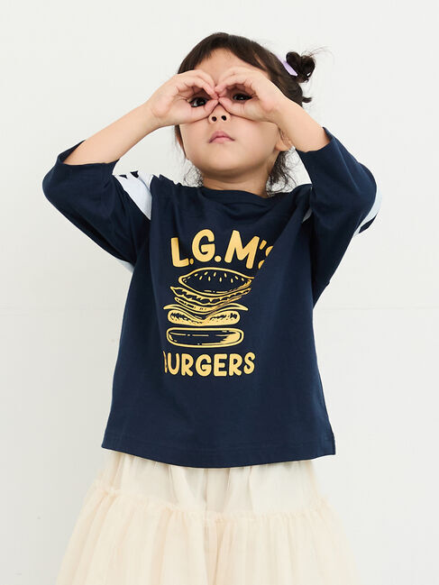 Samansa Mos2 Lagom「【Champion別注】7分袖フットボールTシャツ」|Tシャツ・カットソー|ネイビー