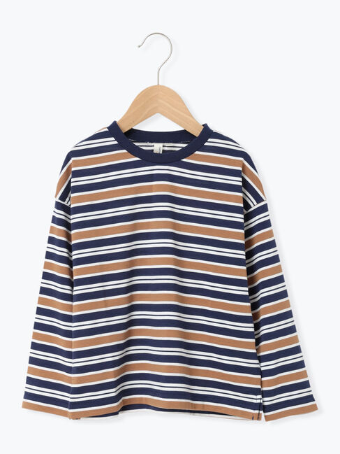 Samansa Mos2 Lagom「マルチボーダーロンT」|Tシャツ・カットソー|ネイビー