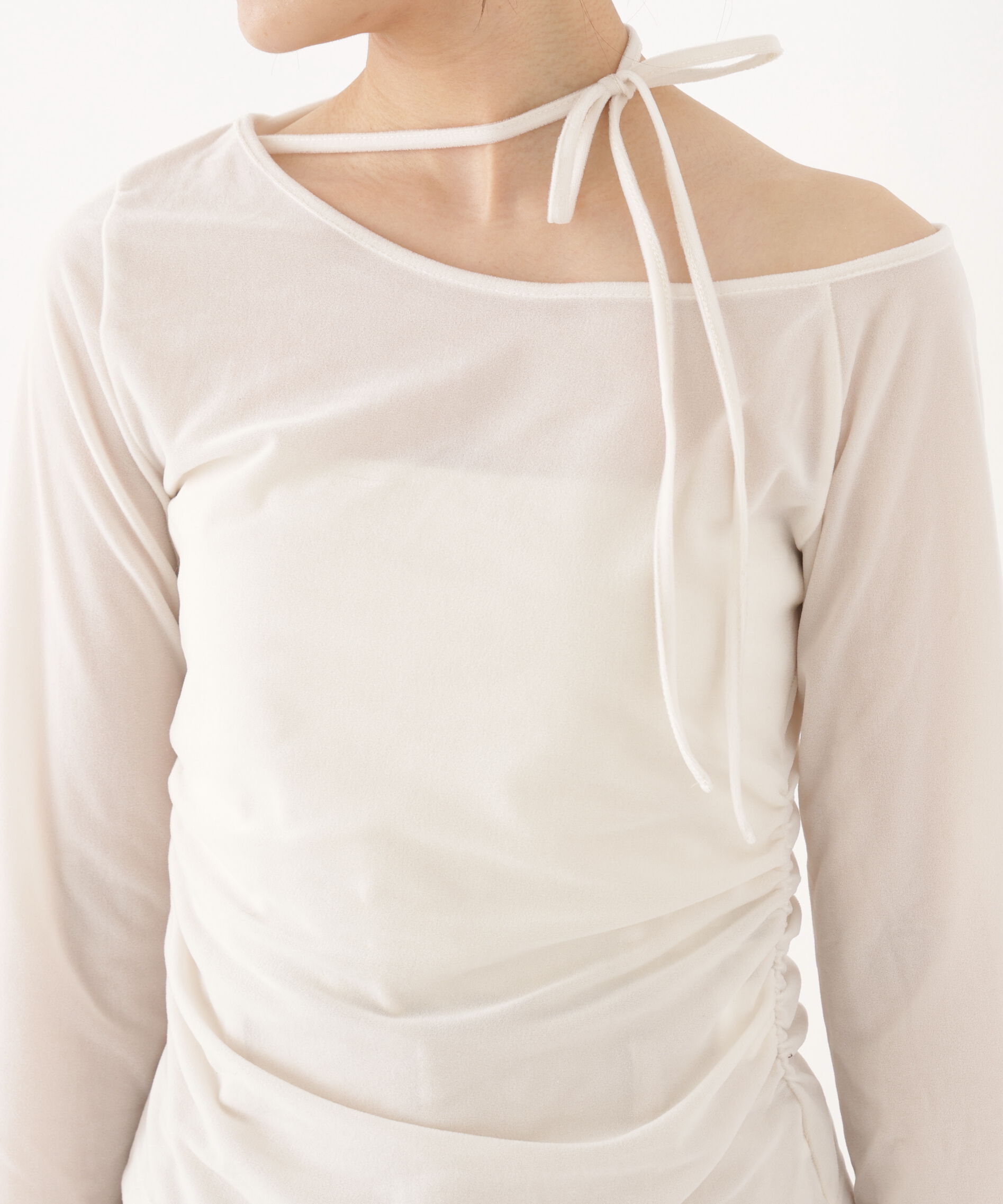  「＜a/mie＞リボンシアーベロアカットソー 26AW」|Tシャツ・カットソー|